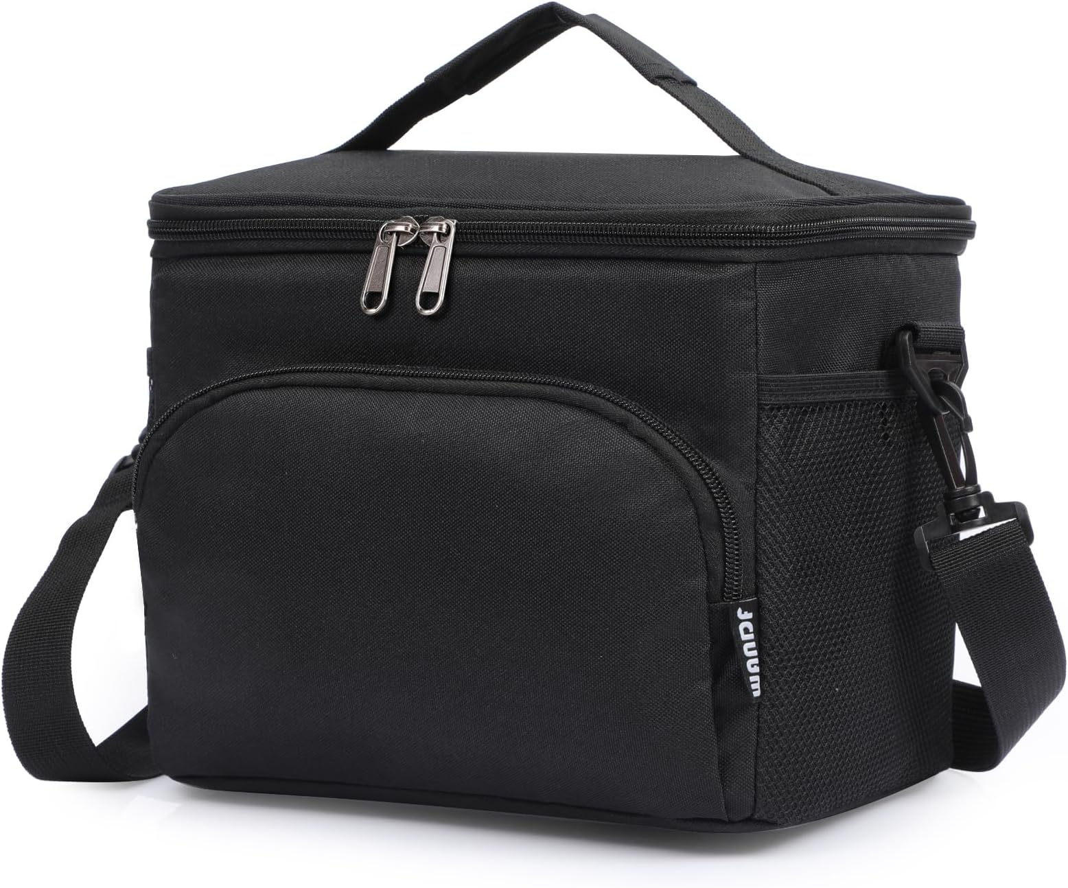 WANDF Insulated Cooler Lunch Box for Women Men Adult Waterproof Leakproof Reusable Lunch Tote Bag with Adjustable Shoulder Strap for Work Picnic Beach (Black)
