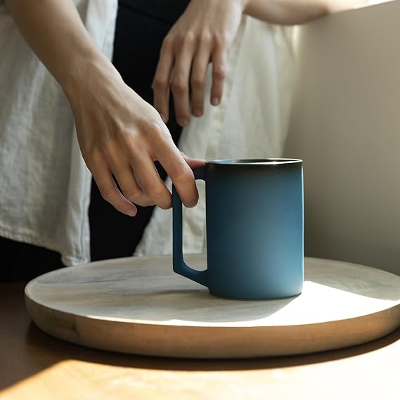 Ui Artist Collection Self-Heating Mug Set Midnight Abyss | 12 fl oz / 355 mL Handcrafted Ceramic Coffee & Tea Mug with Heating Pad