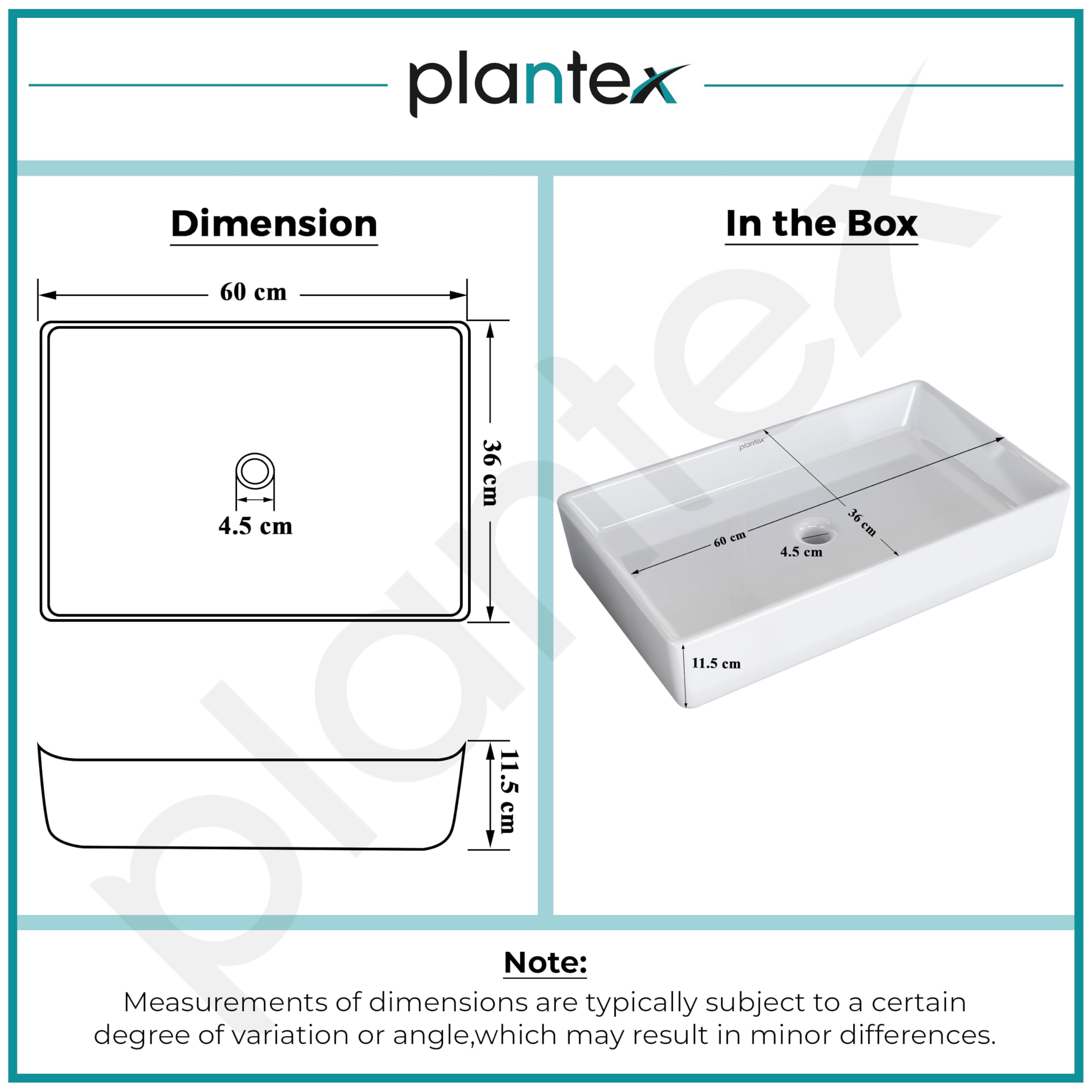 Plantex White Ceramic Wash Basin - 10 Year Warranty -3