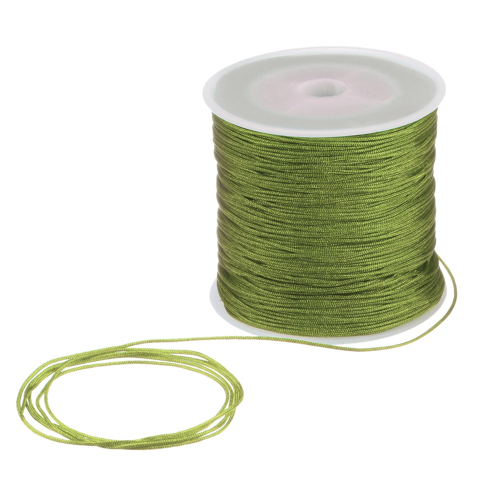 Cordon en nylon satiné 1mm vert pour macramé et nœuds chinois