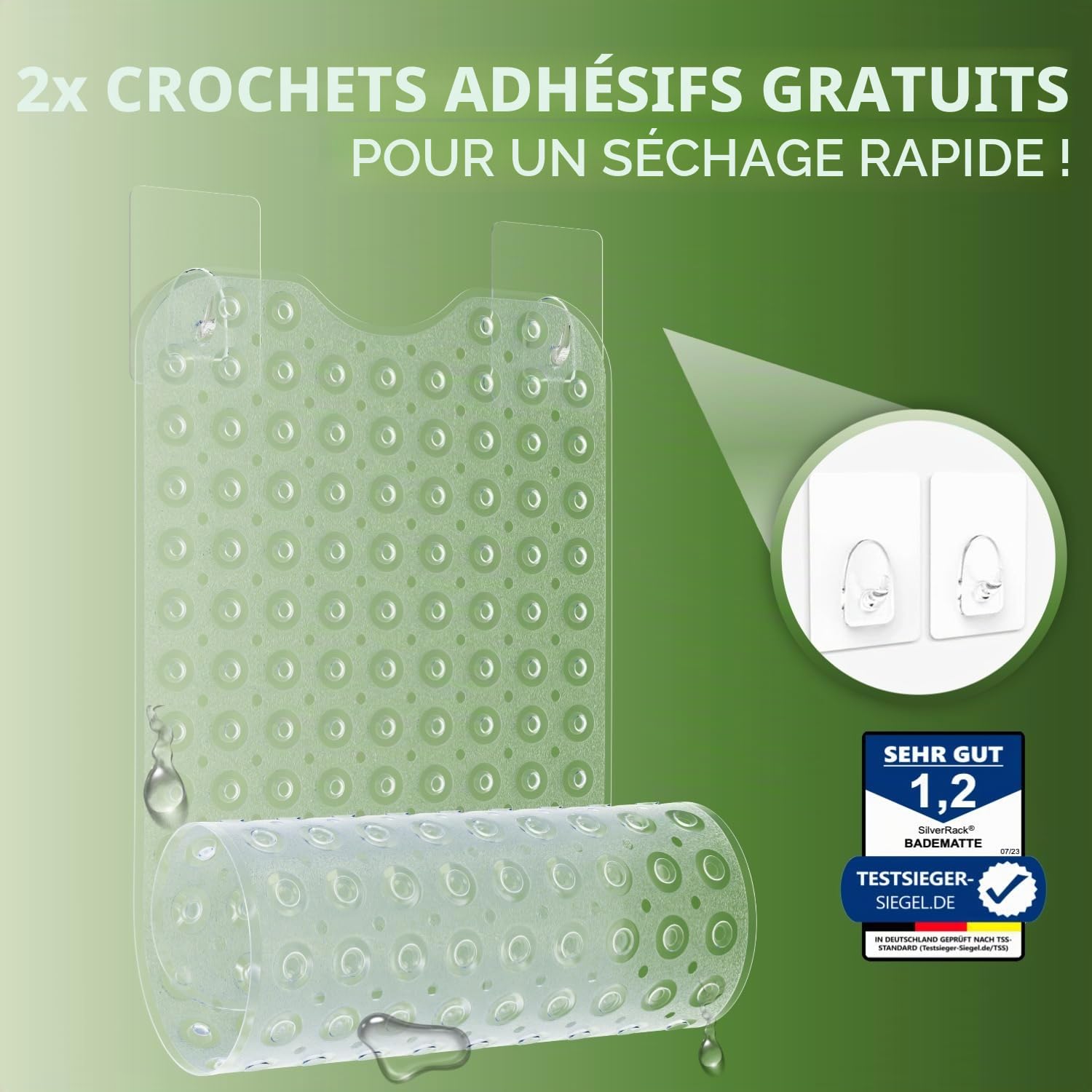 Tapis de Bain antidérapant 100 x 40 cm SilverRack DermaSensitivo sans BPA pour Bébés