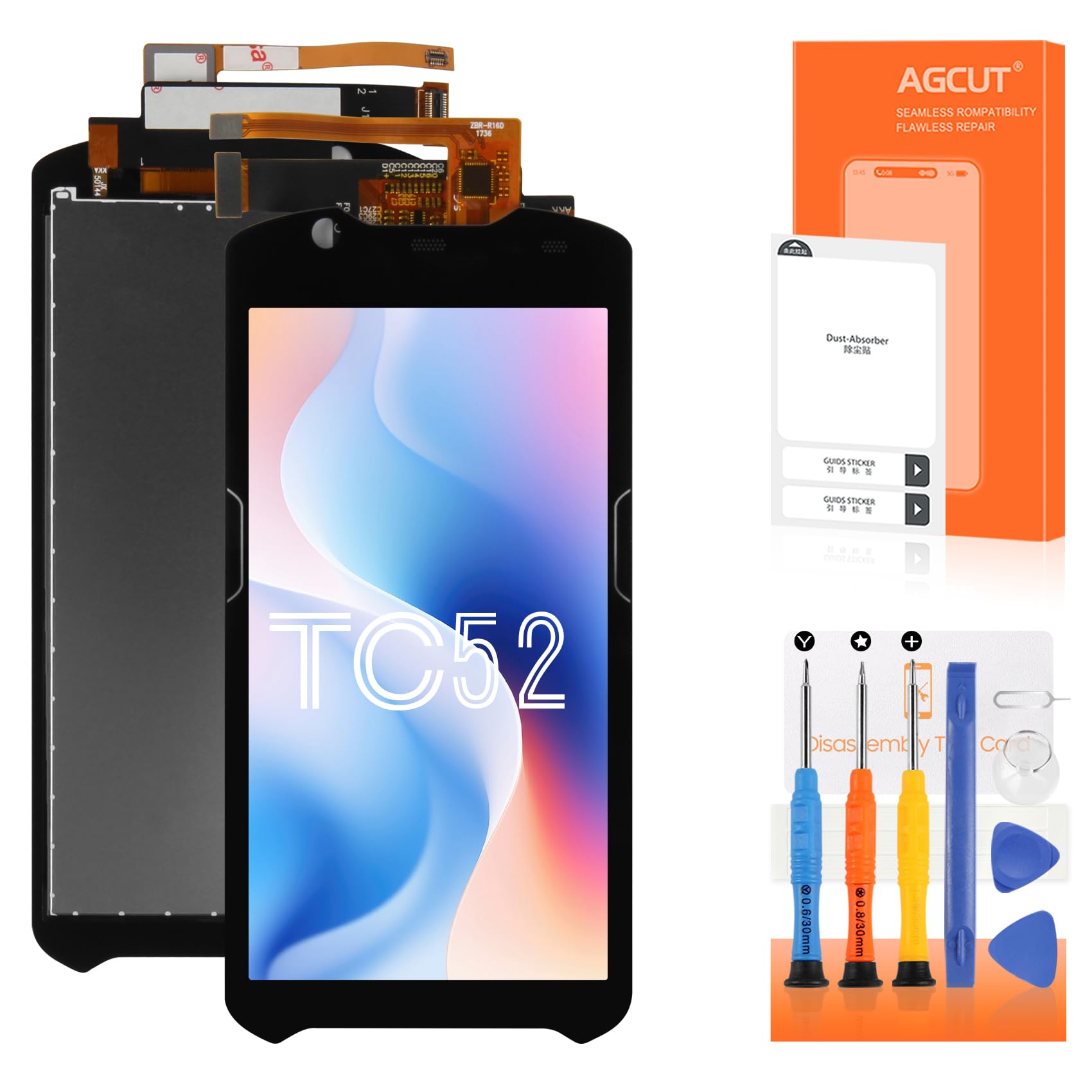 AGCUT Écran LCD pour Zebra TC52 / TC57 LCD Display pour Zebra TC52 TC520K / TC57 TC57HO Ecran Replacement Digitalizer Touch Screen Panneau de Verre Assemblée avec Réparation, Noir