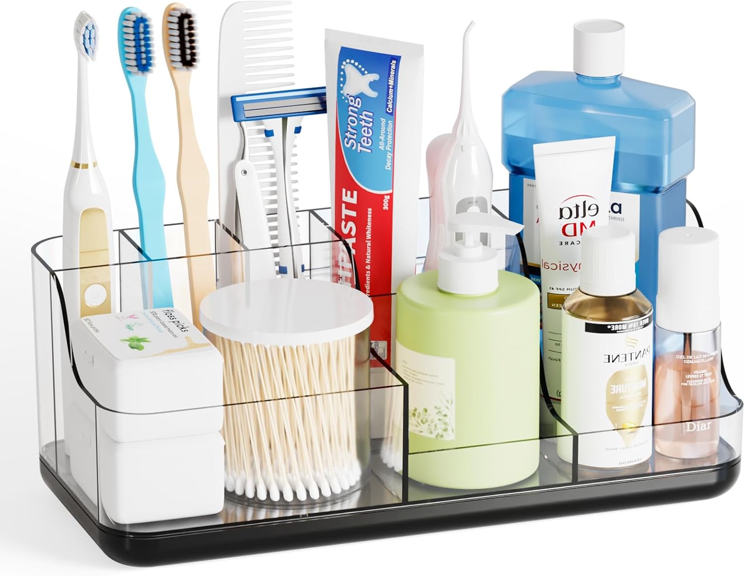 Black mens bathroom organizer storage rack for toothbrush organization