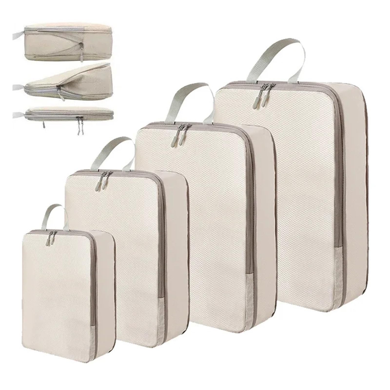Packwürfel Set/4-teilig Tragbare Reise-Kompressions-Packwürfel-Tasche Wasserdichte Organizer-Taschen Koffer-Kleider-Organizer Handtasche(Blue)