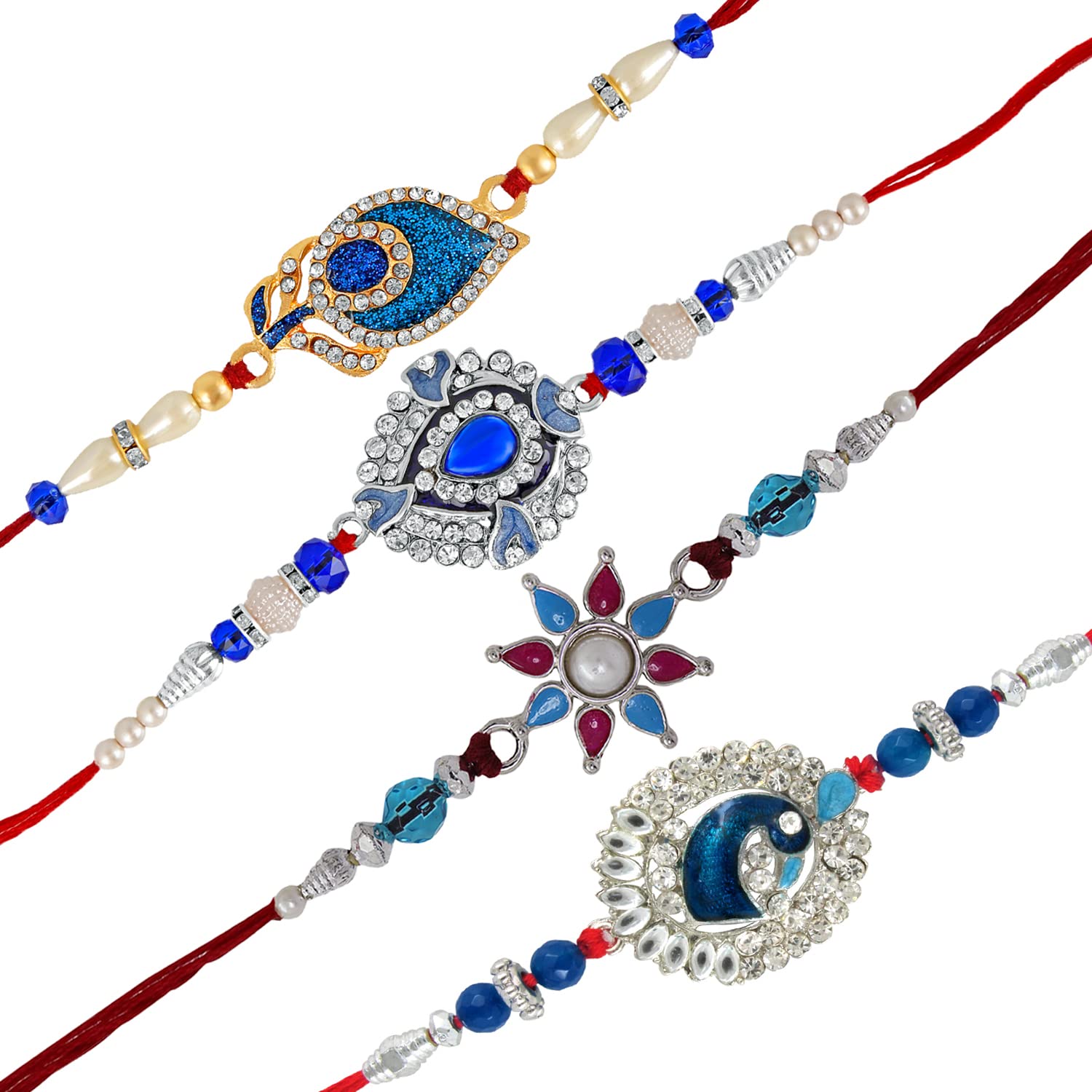 Mahi Multi Strand Bracelet for Men (Multicolor) (RTCO1104963M), White, Blue, Adjustable (B07TX9PHZ4) Amazon Price History, Amazon Price Tracker