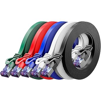 deleyCON 0.25 m Flat CAT7 Network Cable 10 Gbit/s Pack of 5