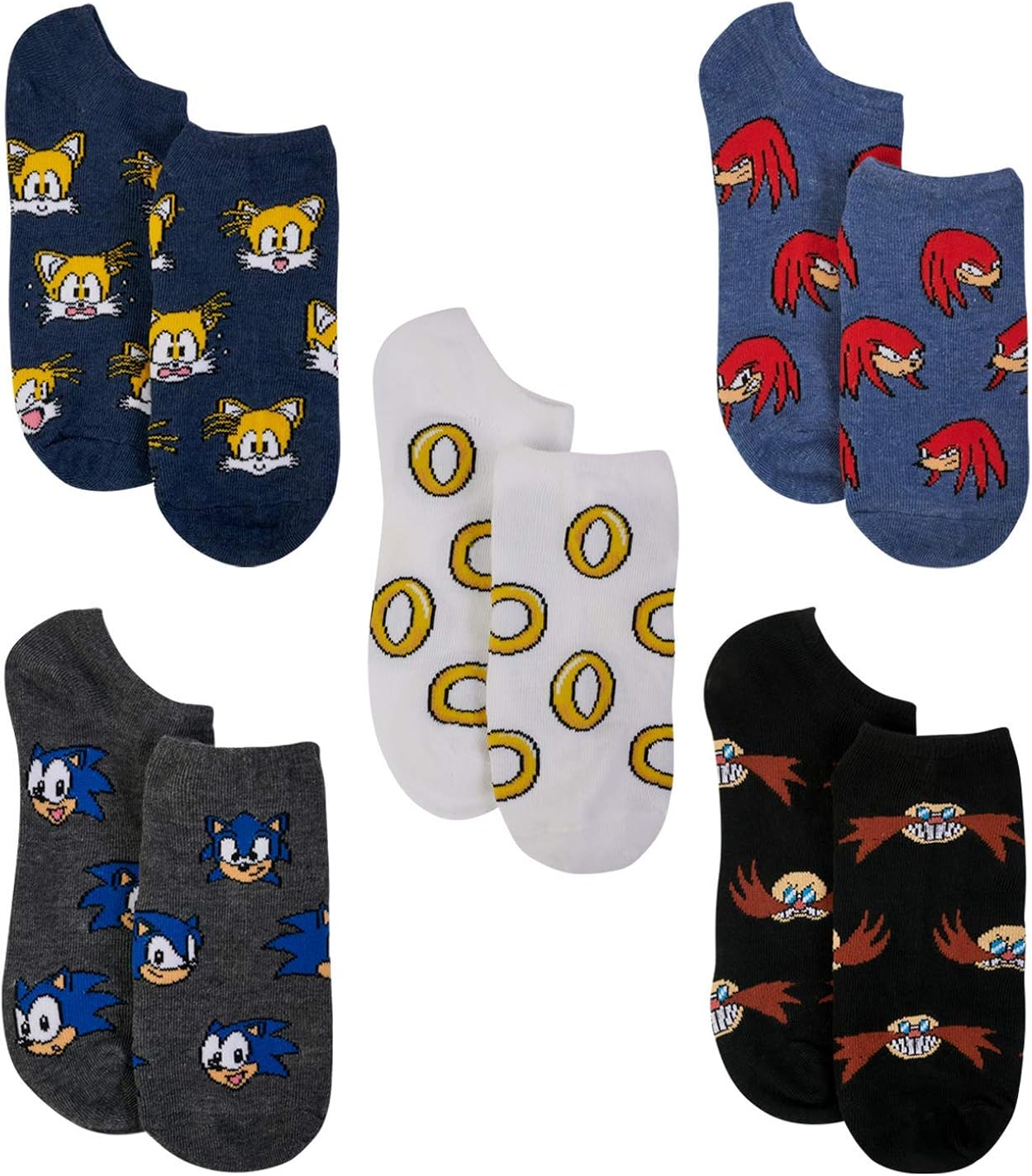 Sonic The Hedgehog boys Sonic 5 Pack No Show Socks