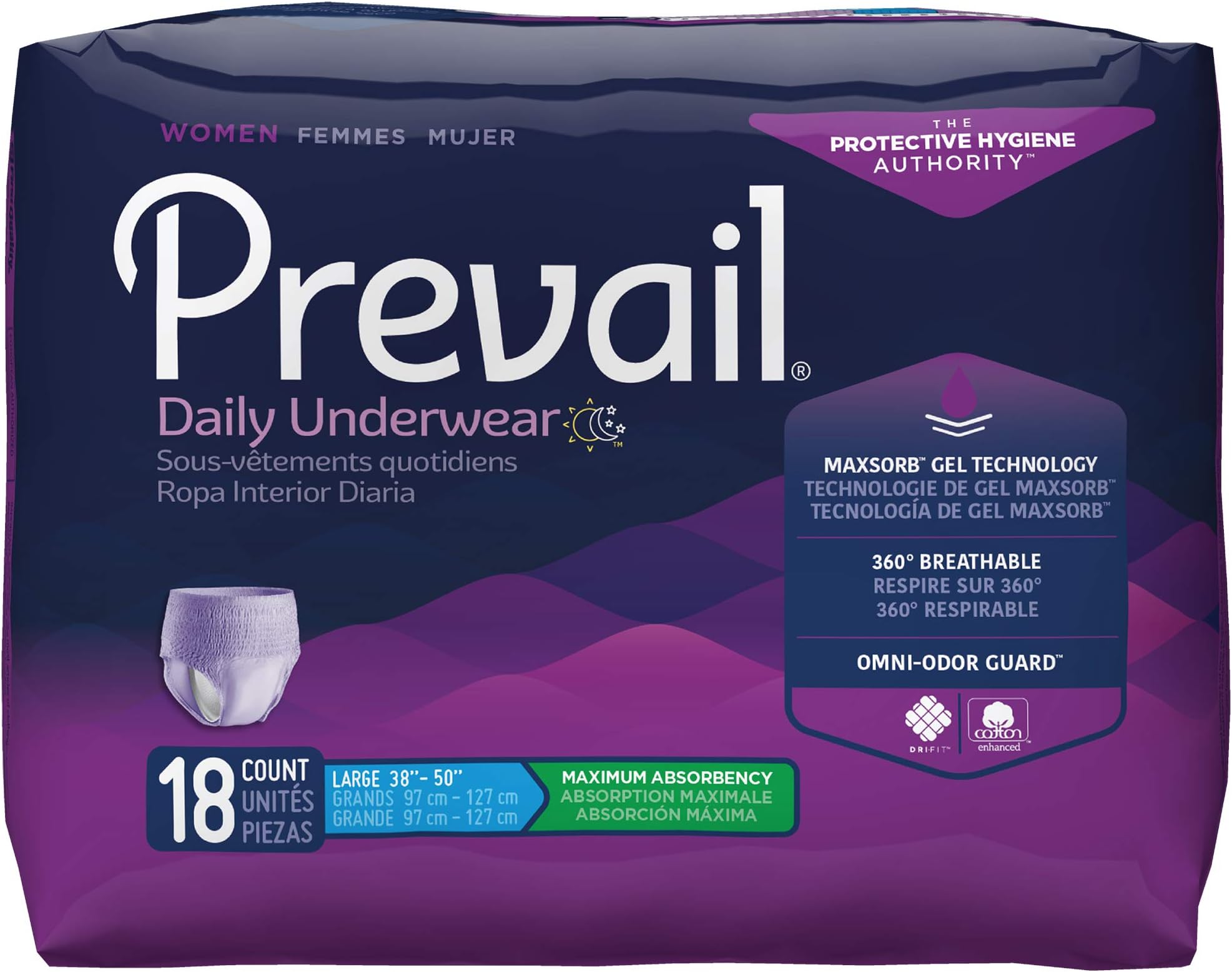 Prevail Women's Incontinence Protective Underwear Best Absorbent US Size: Large (18 Count) Color: White