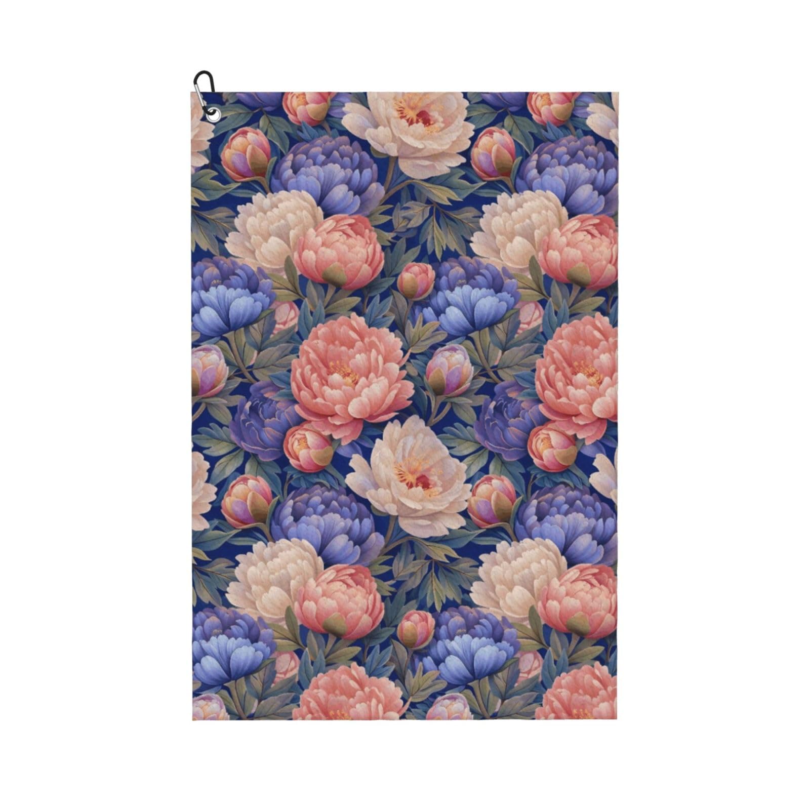 Oudrspo Elegant & Vibrant Peony Flower Multi-Functional Golf Towel | Absorbent Quick Drying 16x24in