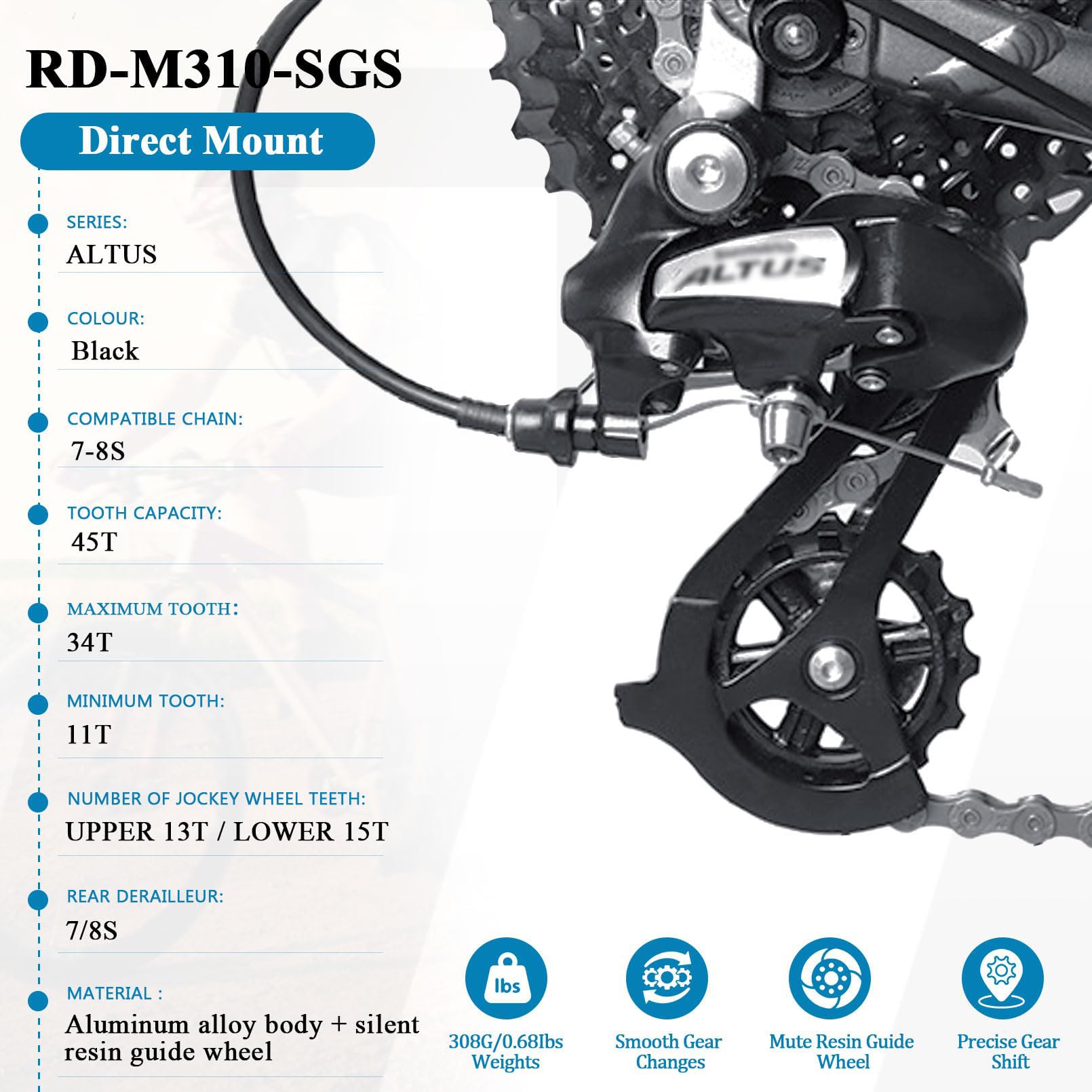 Amazon.com : RD-M310 Rear Derailleur 7/8 Speed Bikes Rear