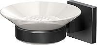 Vista 5 de Gatco 1940MX Latitude II, Soap Dish Holder, Matte Black and White Combo Wall Mounted Porcelain Soap Dish with Holder in Matte Black 2.10" H x