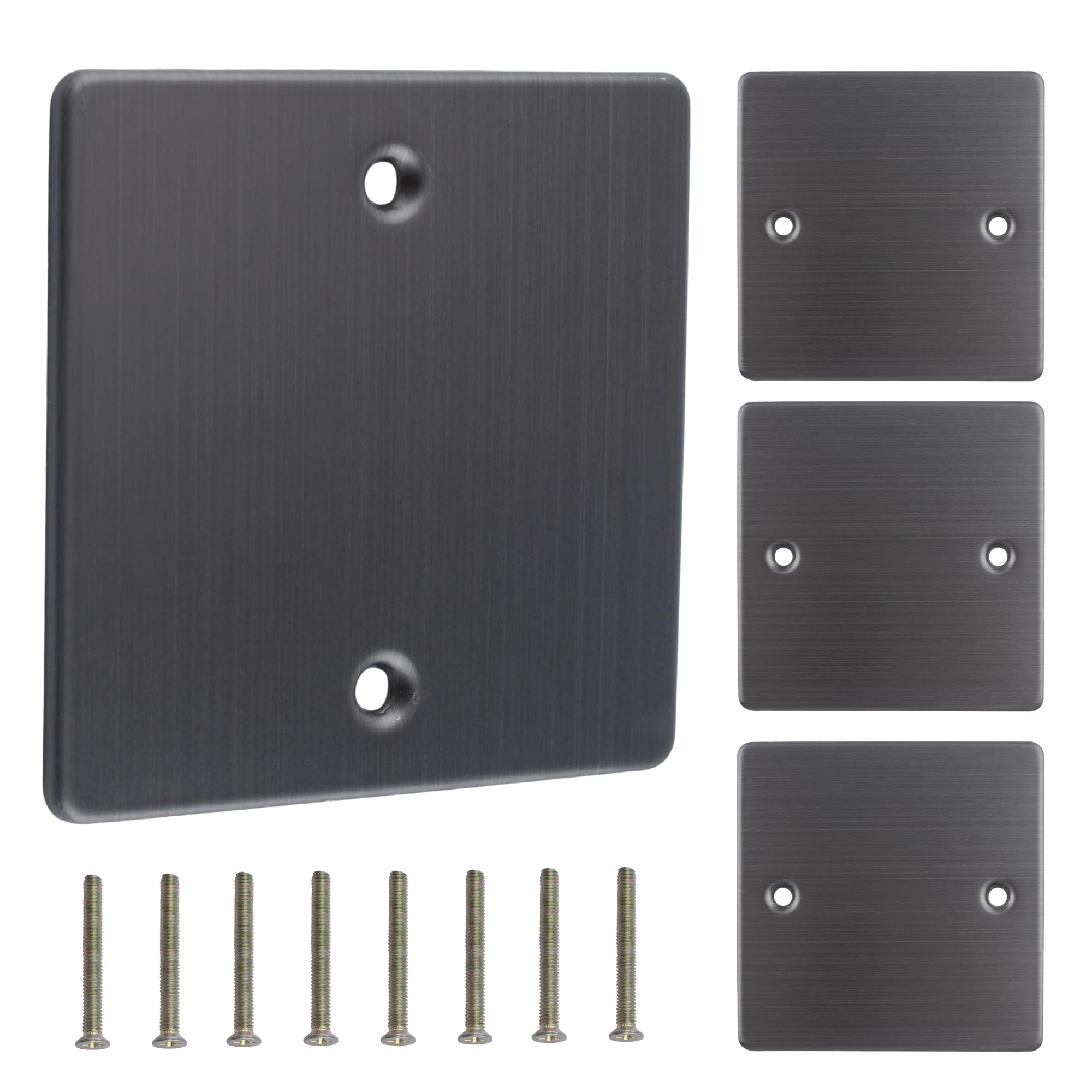 UFURMATE 4Pcs Blank Wall Plate Covers with Screws(Dark Gray, 86 * 86mm)
