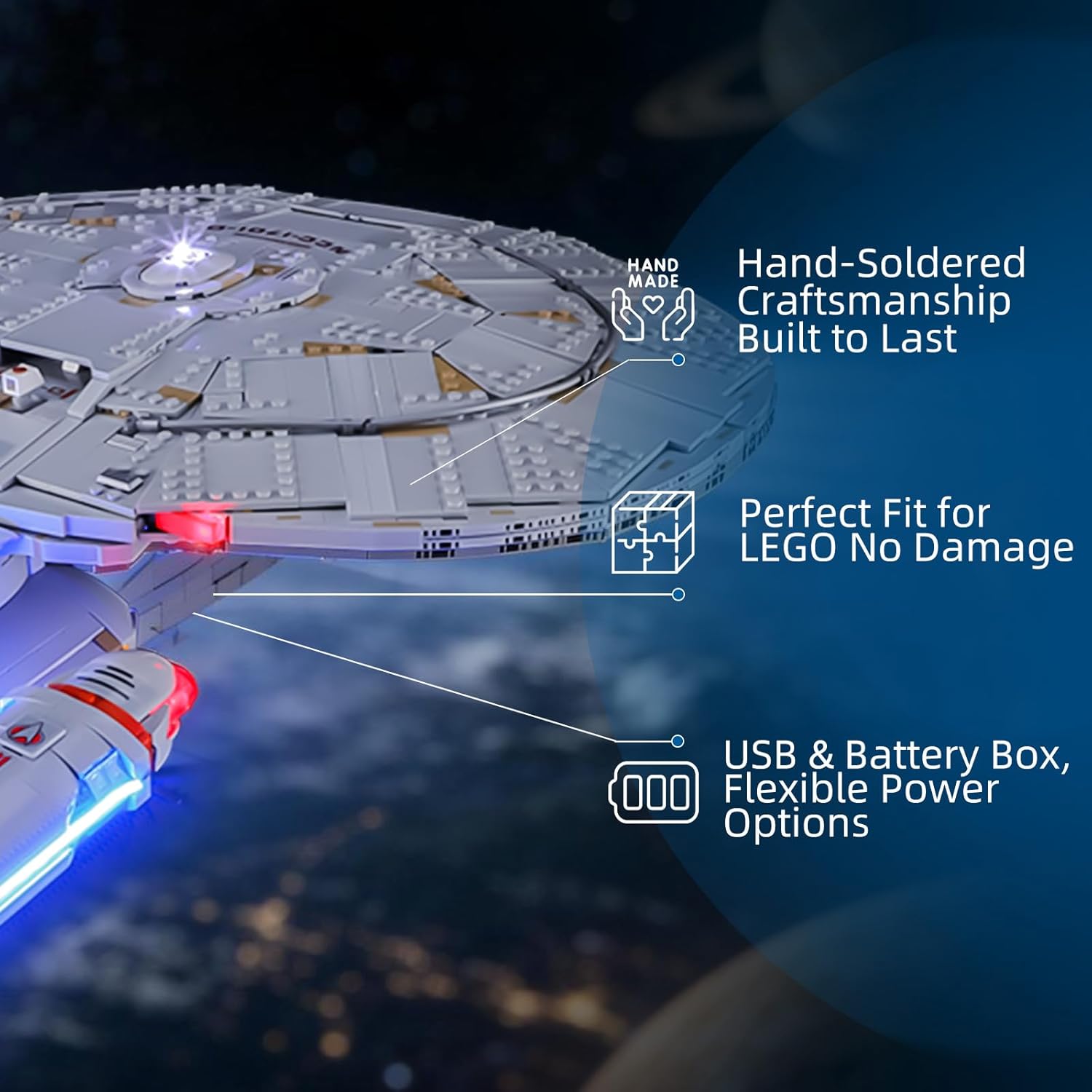 YEABRICKS LED Light for Lego-10356 Icons Star Trek: U.S.S. Enterprise NCC-1701-D Building Blocks Model (Building Set NOT Included)