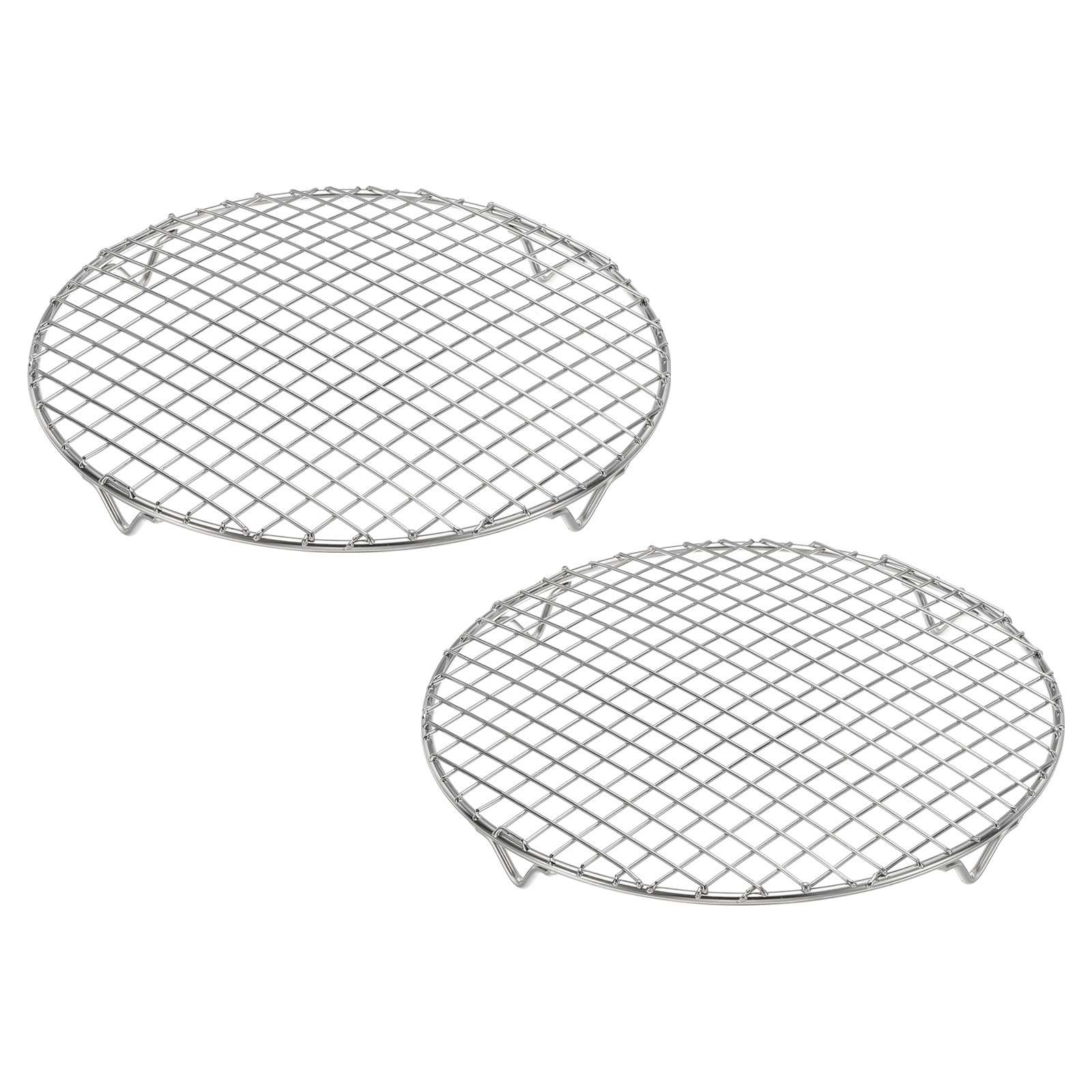 uxcell Lot de 2 grilles de cuisson rondes de 22 cm de diamètre en fil d'acier inoxydable pour cuisson à la vapeur pour la cuisson, la conserve, le rôtissage, le refroidissement, le séchage, argenté