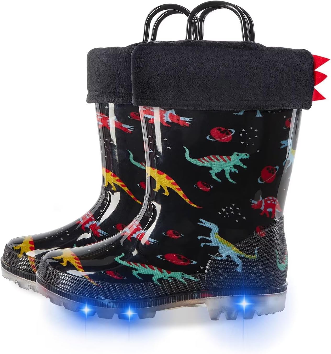 Kids Toddler Winter Rain Boots for Girls Boys Light up Waterproof Warm Boots with Removable Fleeced Lining