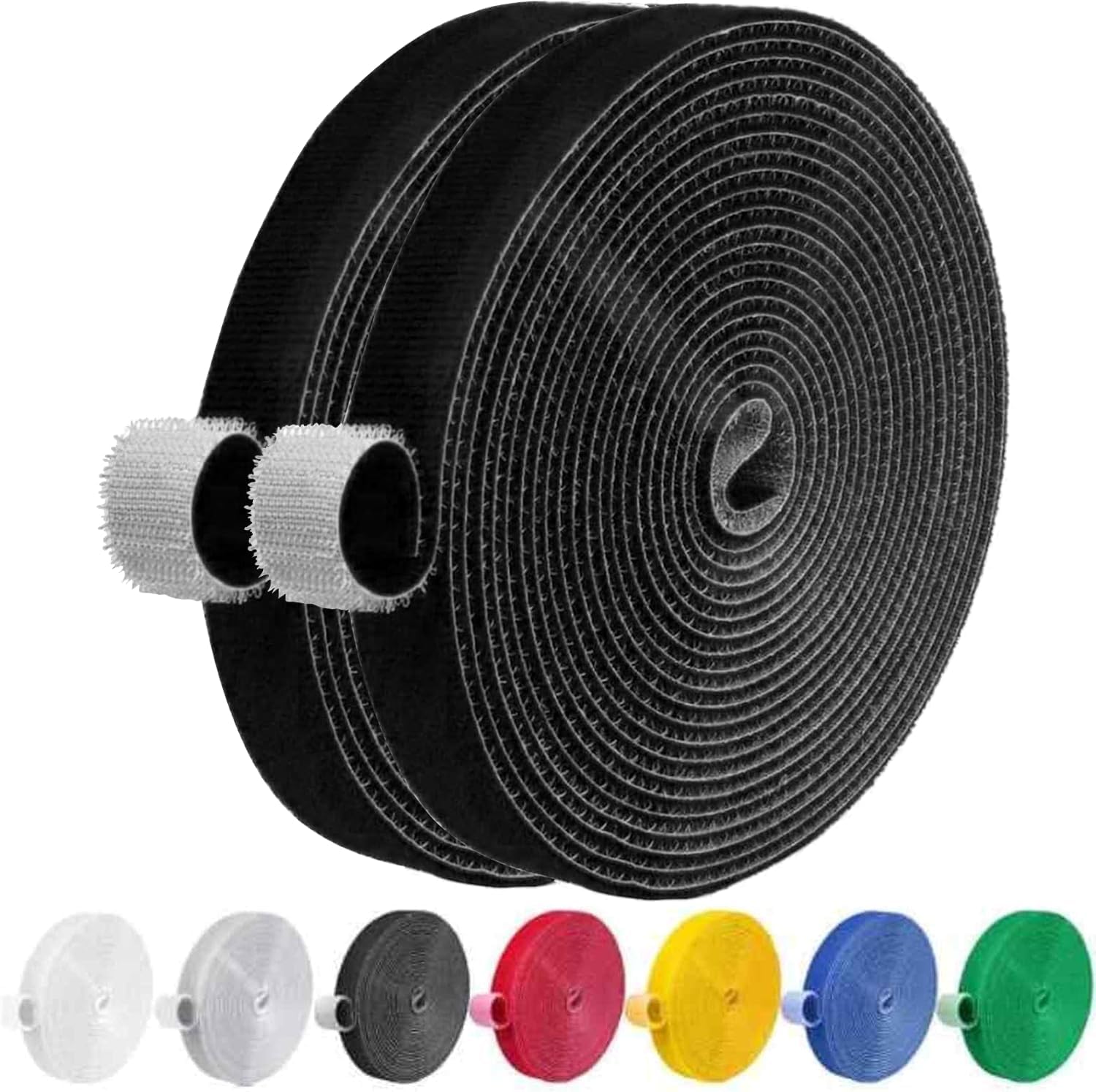 IFNOW 32FT Reusable Fastening Tape Cable Ties Double-Sided Hook-and-Loop Cable Management Tape Strength and Durability 0.4''/Width (2, Black)
