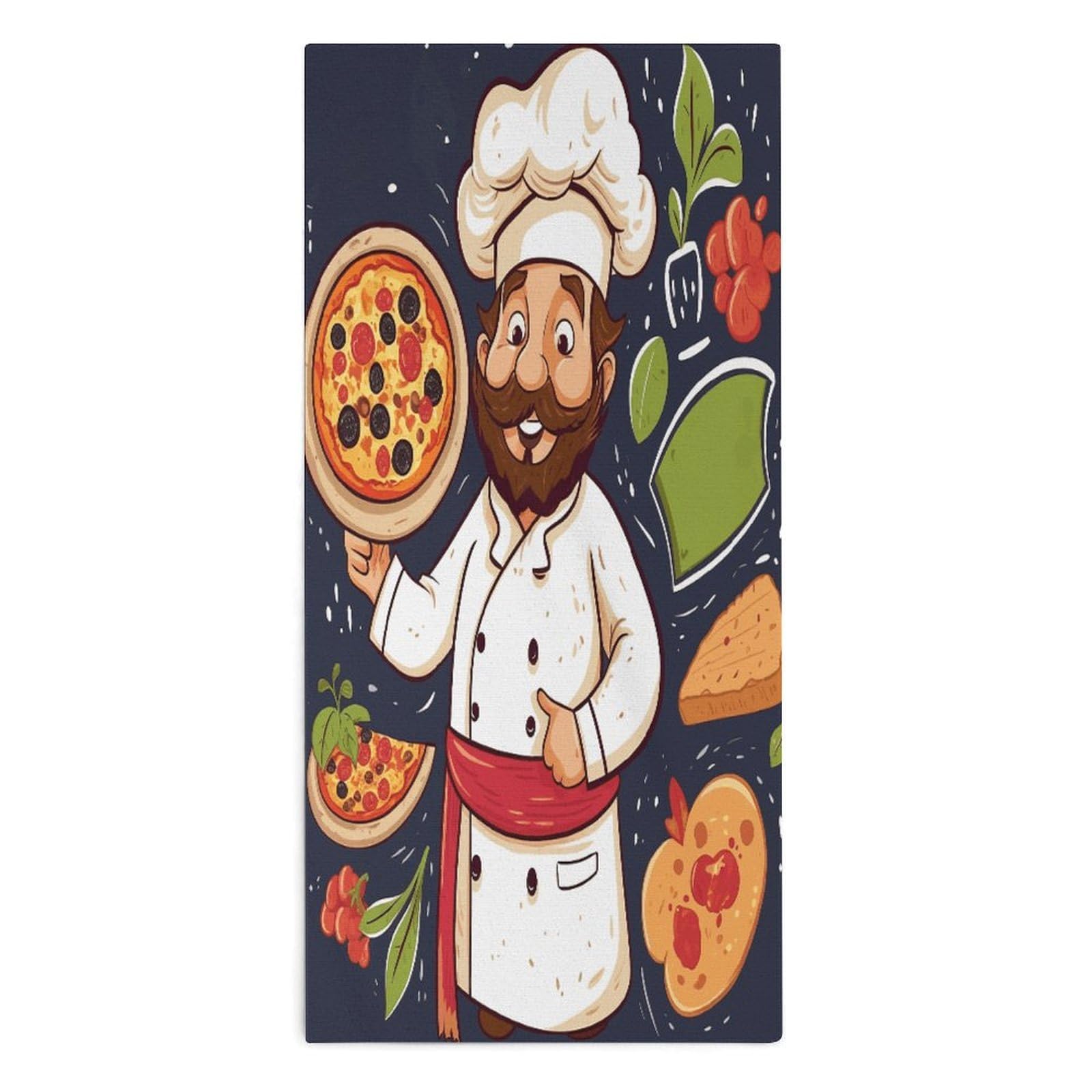 YUXBVKRS Chef Pizza Hand Towels for Bathroom 14x29 Inch