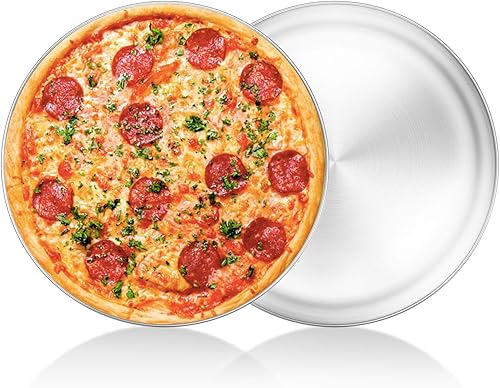Miniatura 8 de Sartén para pizza, juego de sartenes de acero inoxidable de 13 pulgadas, bandeja grande para horno de pizza para hornear, saludable y resistente,