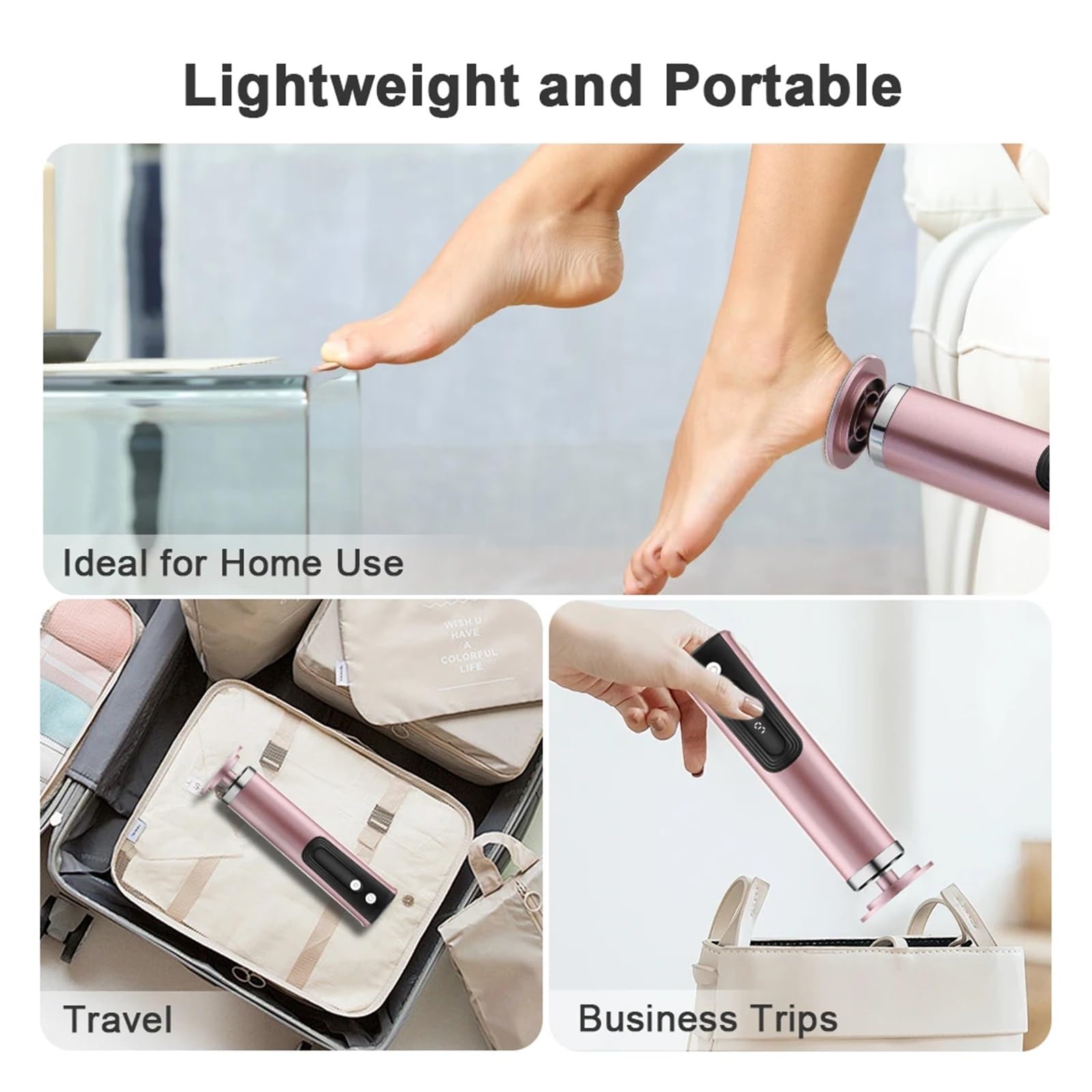 Lima De Pie Lima eléctrica inalámbrica recargable por USB for pies, removedor de callos y cutículas, herramienta de pedicura for el cuidado del talón con papel de lija.(Pink)