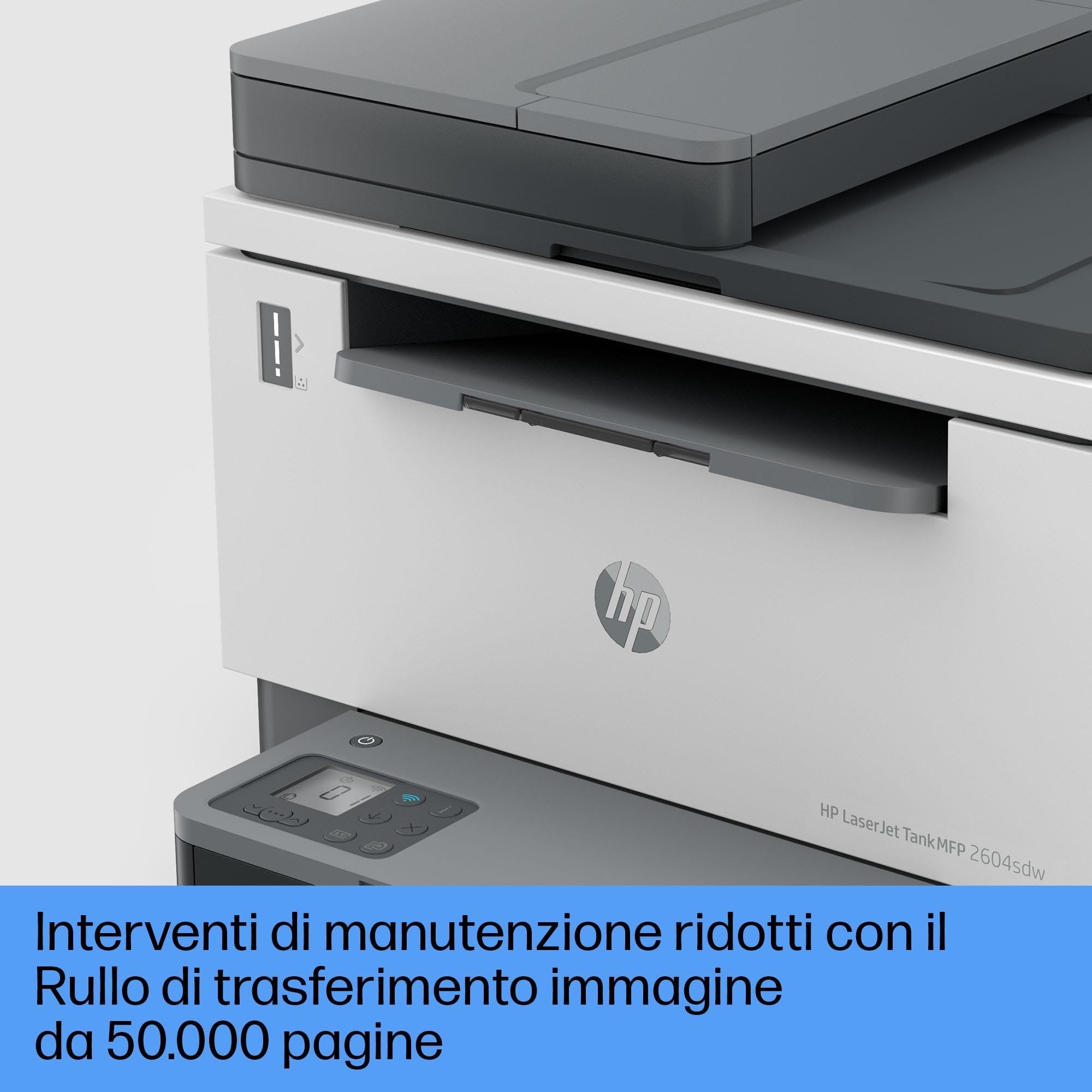 HP Laser Tank 2604sdw 381V1A Monocromatica Multifunzione Stampante Serbatoio Toner Ricarica Rapida Stampa F/R Automatica 22 ppm 5000 Pagine Scansione Wi-Fi USB Bianca