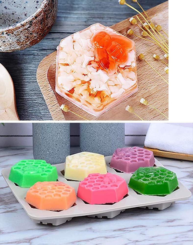 Pendolr 3 Pack 6 Cavities Silicone Soap Molds - 3D Bee Honeycomb Molds Flexible Baking, Ice Cube Tray, Easy Release
