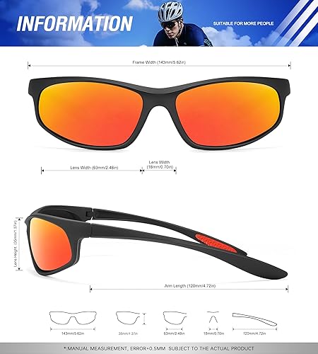Miniatura 7 de KALIYADI Gafas de sol polarizadas para hombre - Deportes para hombre gafas de sol deportivas para correr, ciclismo, pesca con protección UV