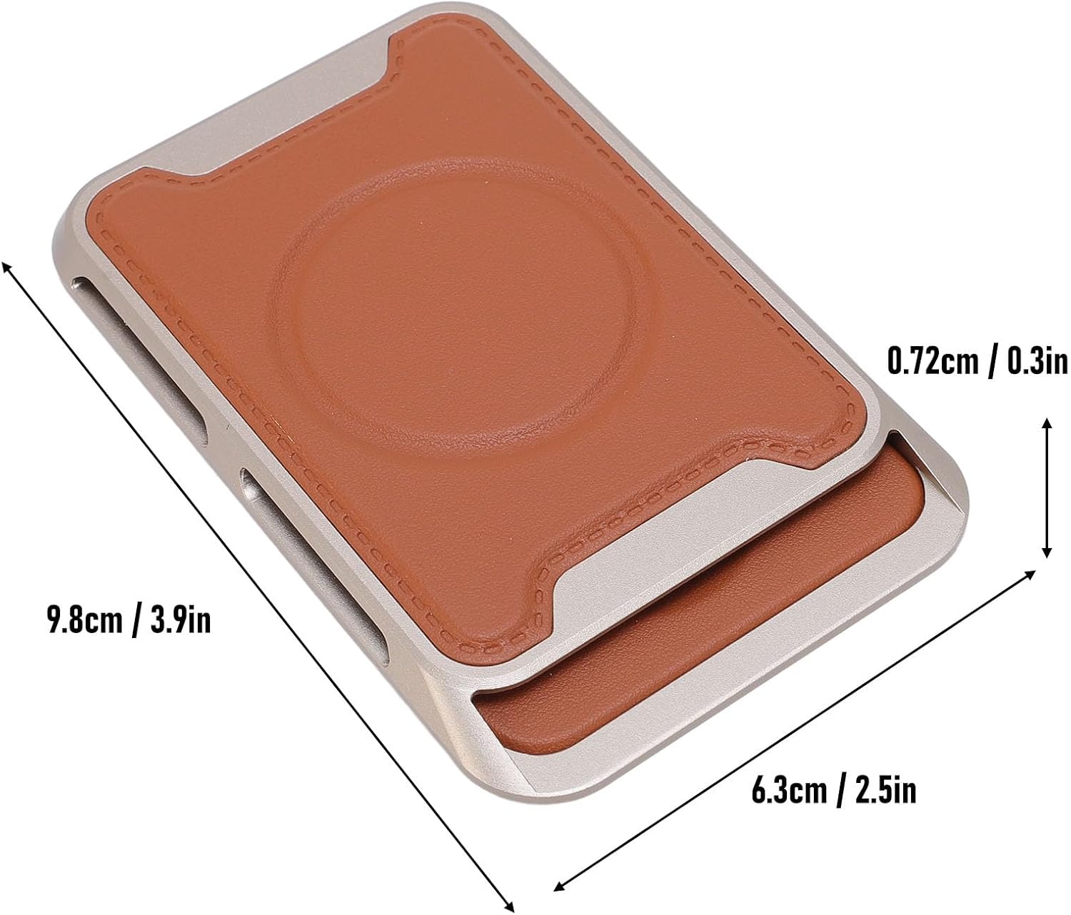 Magnetic Phone Card Holder, Slim Lightweight Grip Concealed Storage, with Aluminum Alloy and PU Leather, for Daily Use