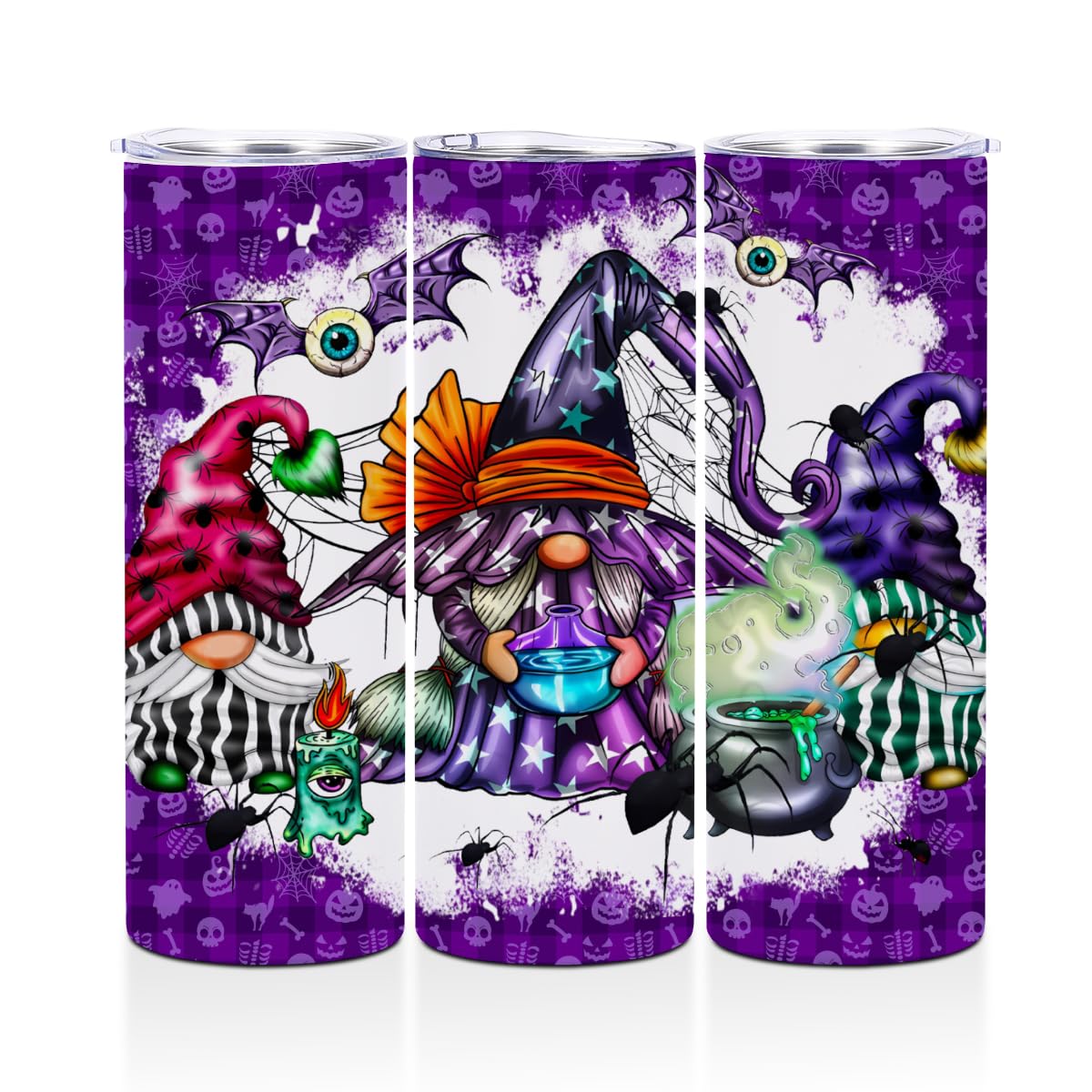 Halloween Gnomes Gifts for Women Friend Fall Coffee Mug with Lids Skinny Straight Tumbler Stainless Steel Water Glasses Tea Cup Cups for Hot and Cold Drinks Gnome Gifts for Birthday Friendship