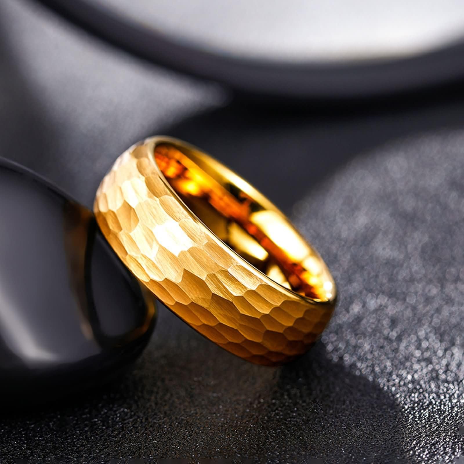 Alliance en Tungstène pour Homme Gravée, 8MM Rond Brossé Bague pour Mariage en Or Homme