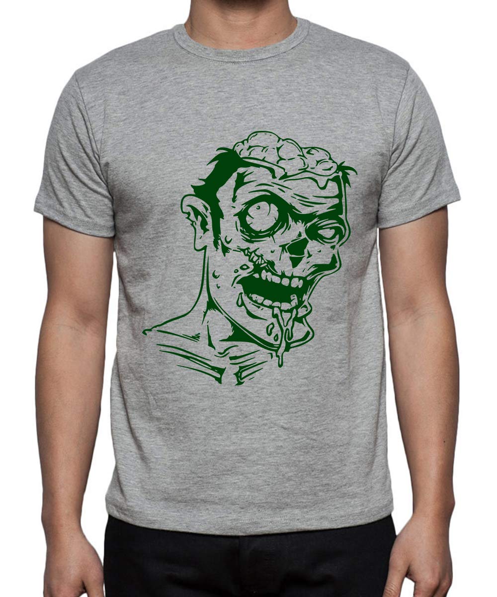 CaseriaMen's Round Neck Cotton Half Sleeved T-Shirt with Printed Graphics - Dead Zombie Face