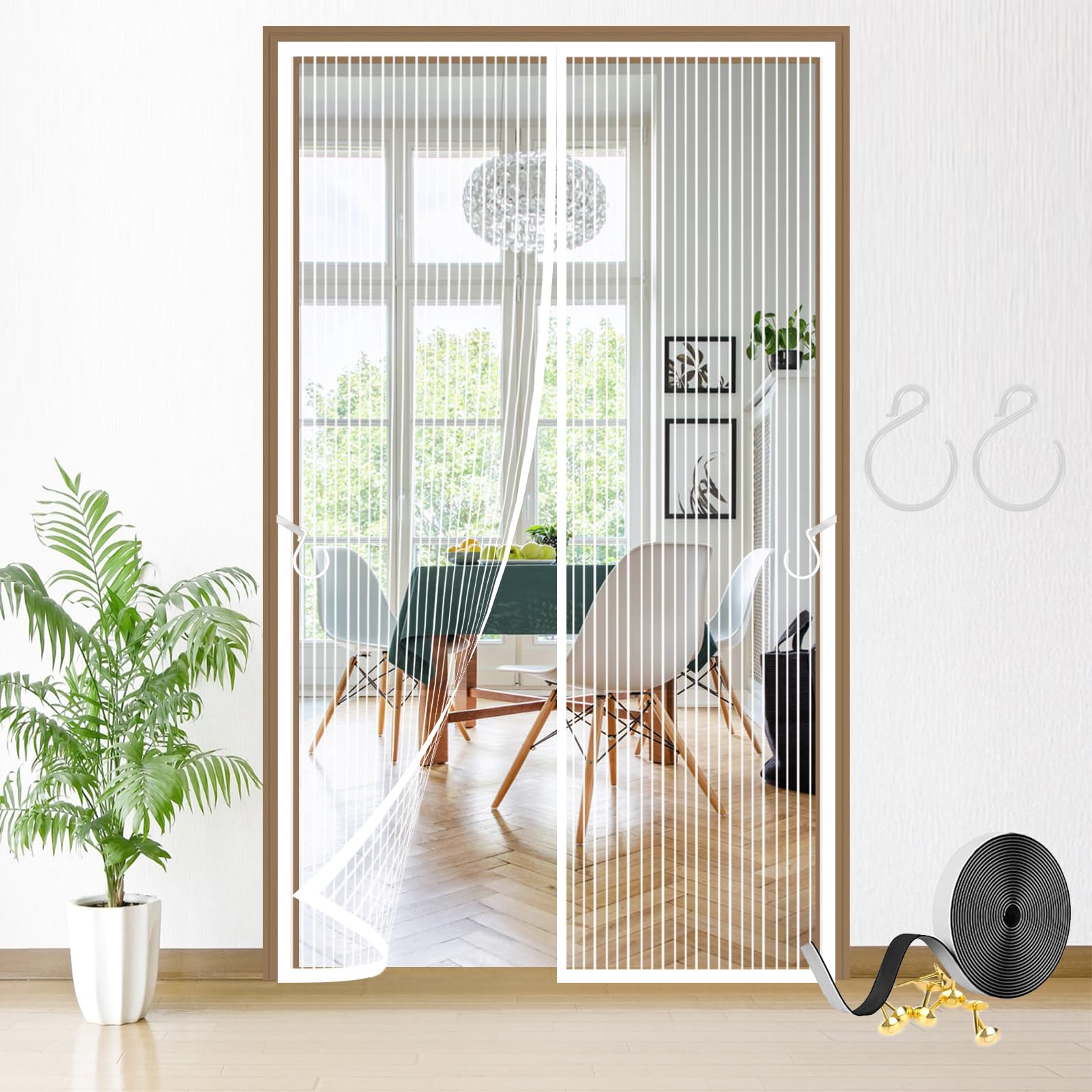 Moustiquaire porte magnétique rideau anti-insecte fermeture automatique