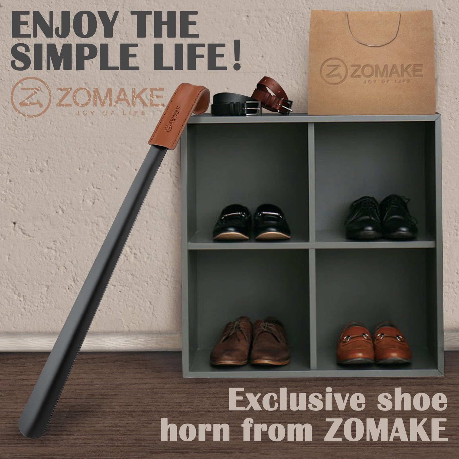 ZOMAKE Chausse Pied Long Manche - 23inch Chausse Pieds Long Metal,Chausse Pied Long Metal Solide pour Mettre Les Chaussures Sans Se Pencher