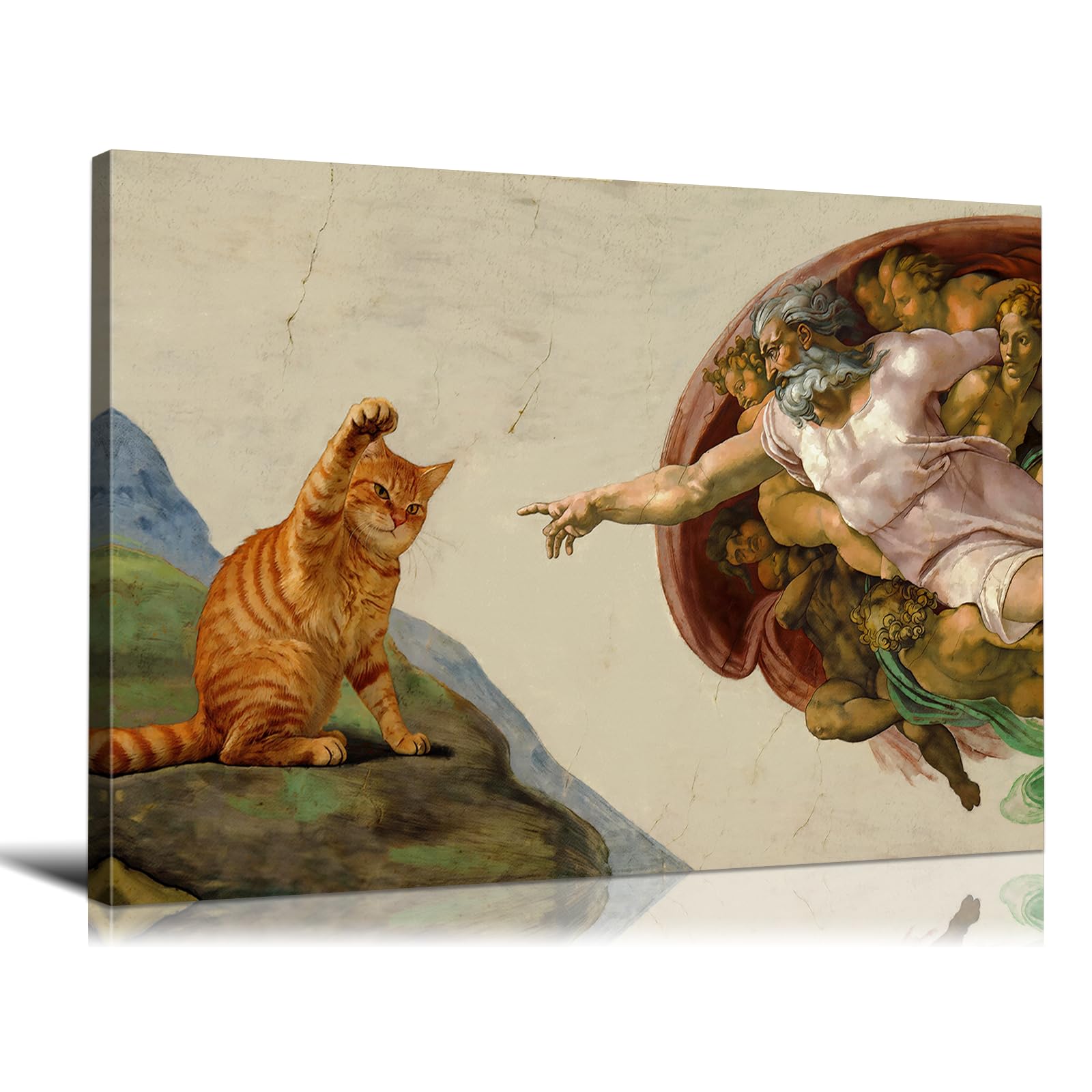 絵画 art 猫 美術品 cat 猫の絵 原画 スフィンクス 猫の置物 オブジェ Amazon.co.jp: ファニーキャットウォールアート 猫ルネサンス風アート