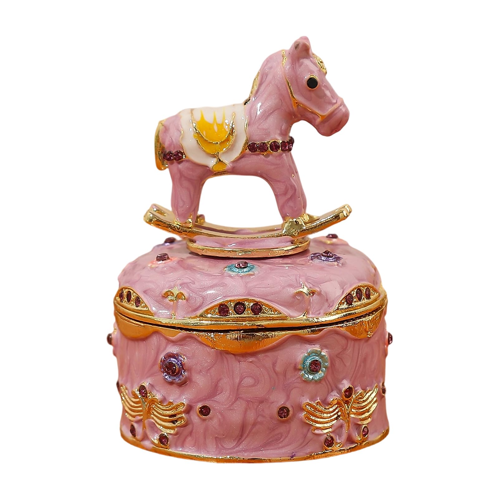 MCAOAL Fascinating Alloy Enameled Trinket Tray Stylish Home Decoration Gifts Dainty Alloy Jewelry Container Metal Enameled Jewelry Box