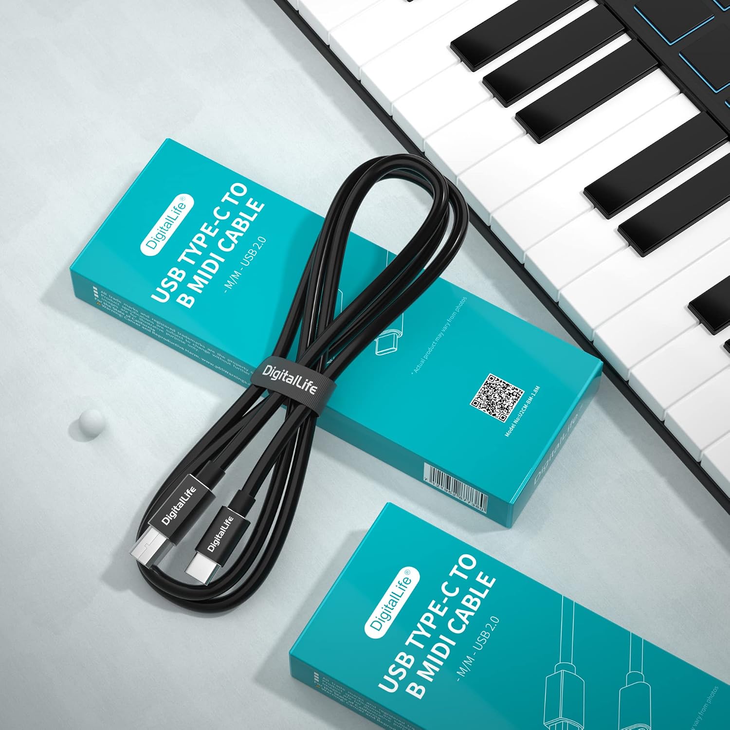 DigitalLife U2CM-BM-1.8M USB Type-C to B MIDI Interface Converter Cable for MIDI Music Instruments (Metal, 6.6FT)