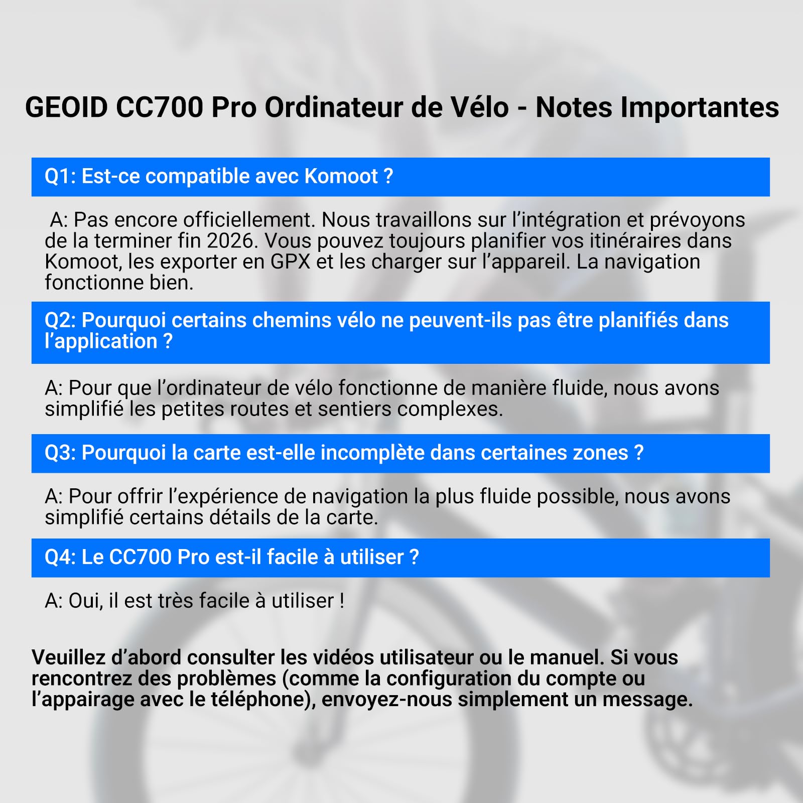 GEOID CC700 Pro GPS Compteur Velo Touchscreen 2,8 Pouces avec Cartes Complètes – Compteur Vélo GPS sans Fil avec Navigation Carte, Ant+ & Bluetooth, IPX7 Étanche, 15-25H Autonomie