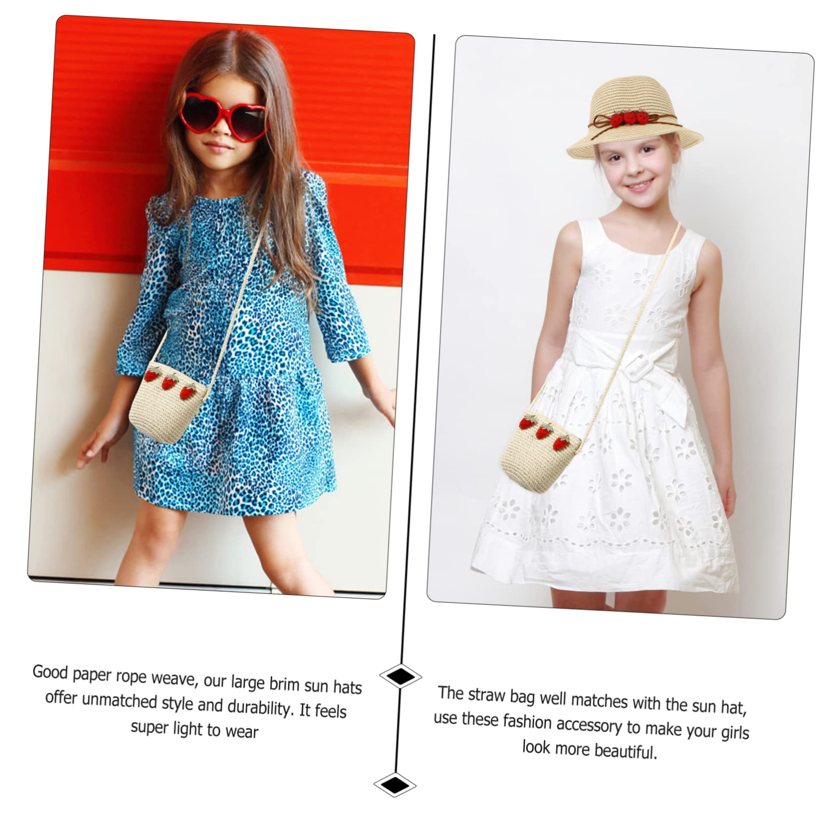 Beaupretty Sombrero de Sol de para Niñas con Bolso de Mano de Verano para Protección Solar Actividades al Aire