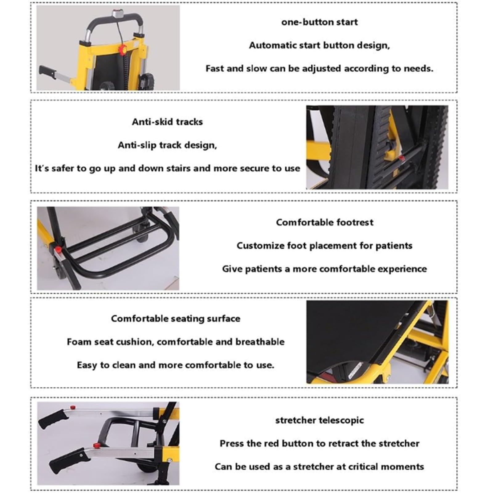 Elektrischer Raupen-Treppensteiger,Treppenlifte Für Ältere Menschen,Elektrische Treppenlifte,Leichter Faltbarer Treppenliftstuhl,Rahmen Aus Aluminiumlegierung,Tragfähigkeit 169 Kg