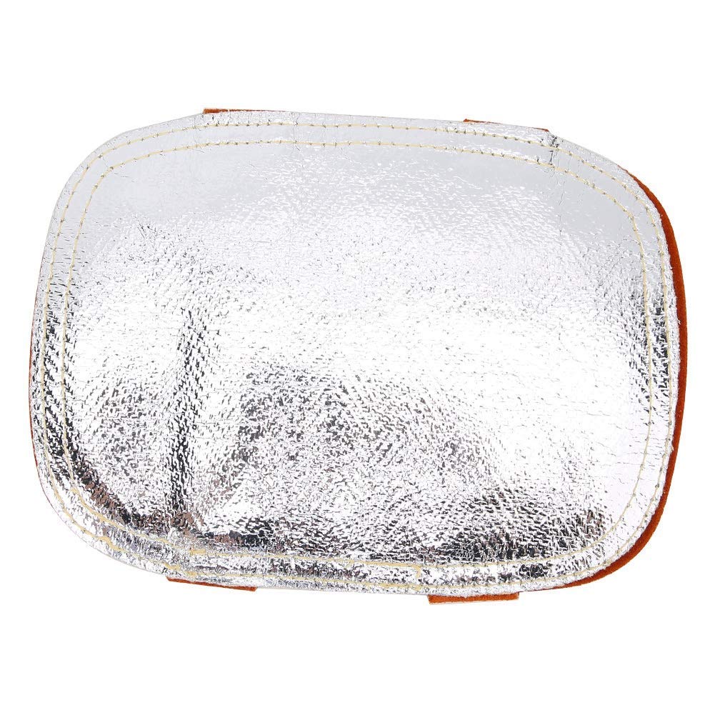 Almohadilla de Mano de Soldadura, Almohadilla para Soldar, Cuero, Parte Trasera Aluminizada, Escudo de Calor Dividir Cuero de Vaca