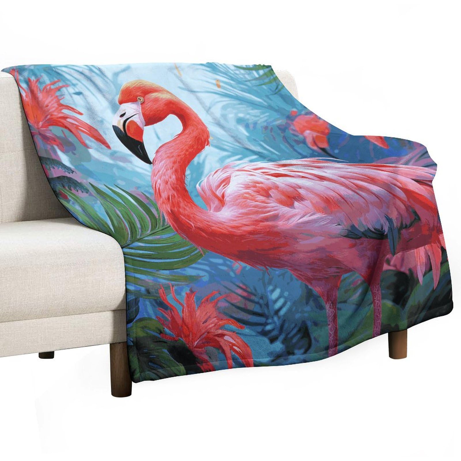 Couverture en flanelle légère flamant rose pour voyage et pique-nique