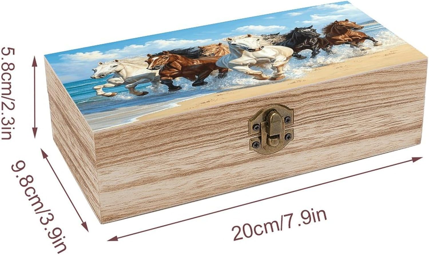 Beach Horse Wooden Storage Box Elegant Retro Jewelry Box image 2