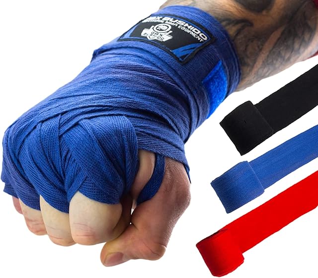 DBX BUSHIDO SPORT Bandaże bokserskie 4 m lub 2 m  bawełniane bandaże bokserskie dla mężczyzn  elastyczne bandaże bokserskie dla mężczyzn z mocnym zapięciem na rzepy  bandaż bokserski do sportów