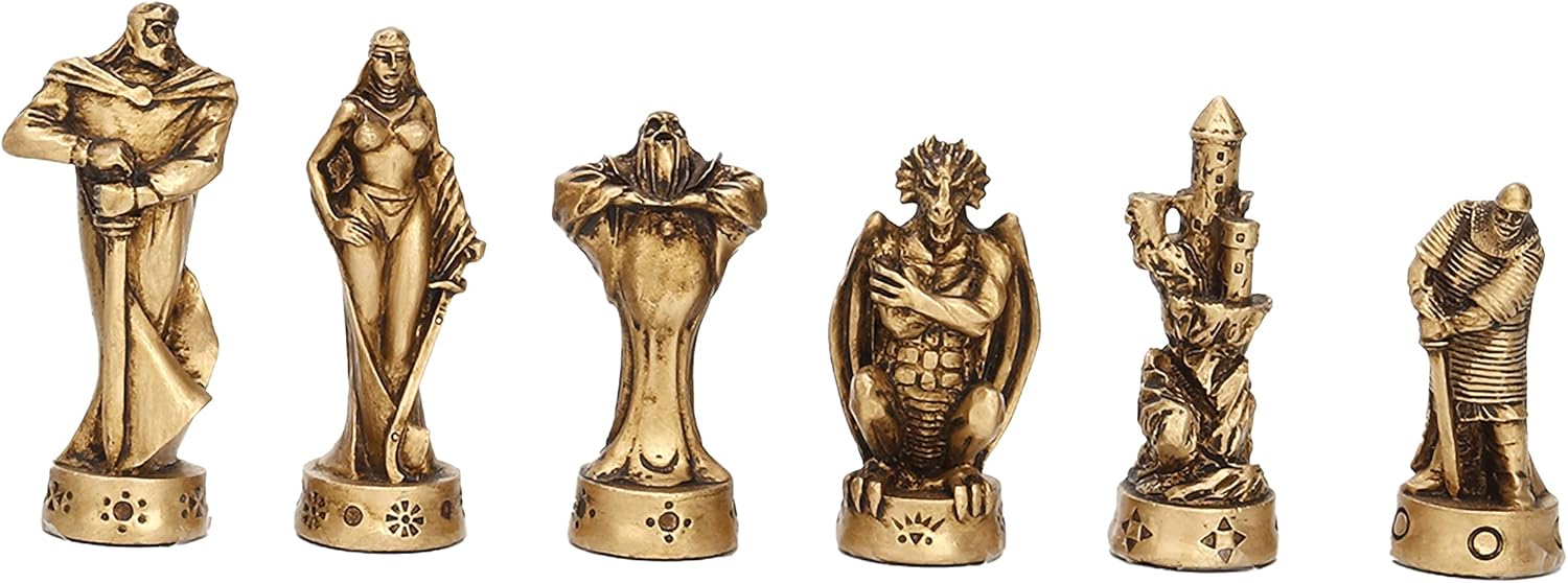 Veronese Design 3 3/8 Inch Tall Medieval Fantasy Chessmen Set Hand Painted Resin Premium Collectible