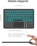 FOGARI Clavier Tablette Bluetooth 12" - AZERTY Français avec Rétroéclairage Pavé Tactile Clavier Léger Fin Keyboard pour iPad Samsung Galaxy Redmi/XiaomiPad HuaweiPad HonorPad,FireHD,Noir - 4