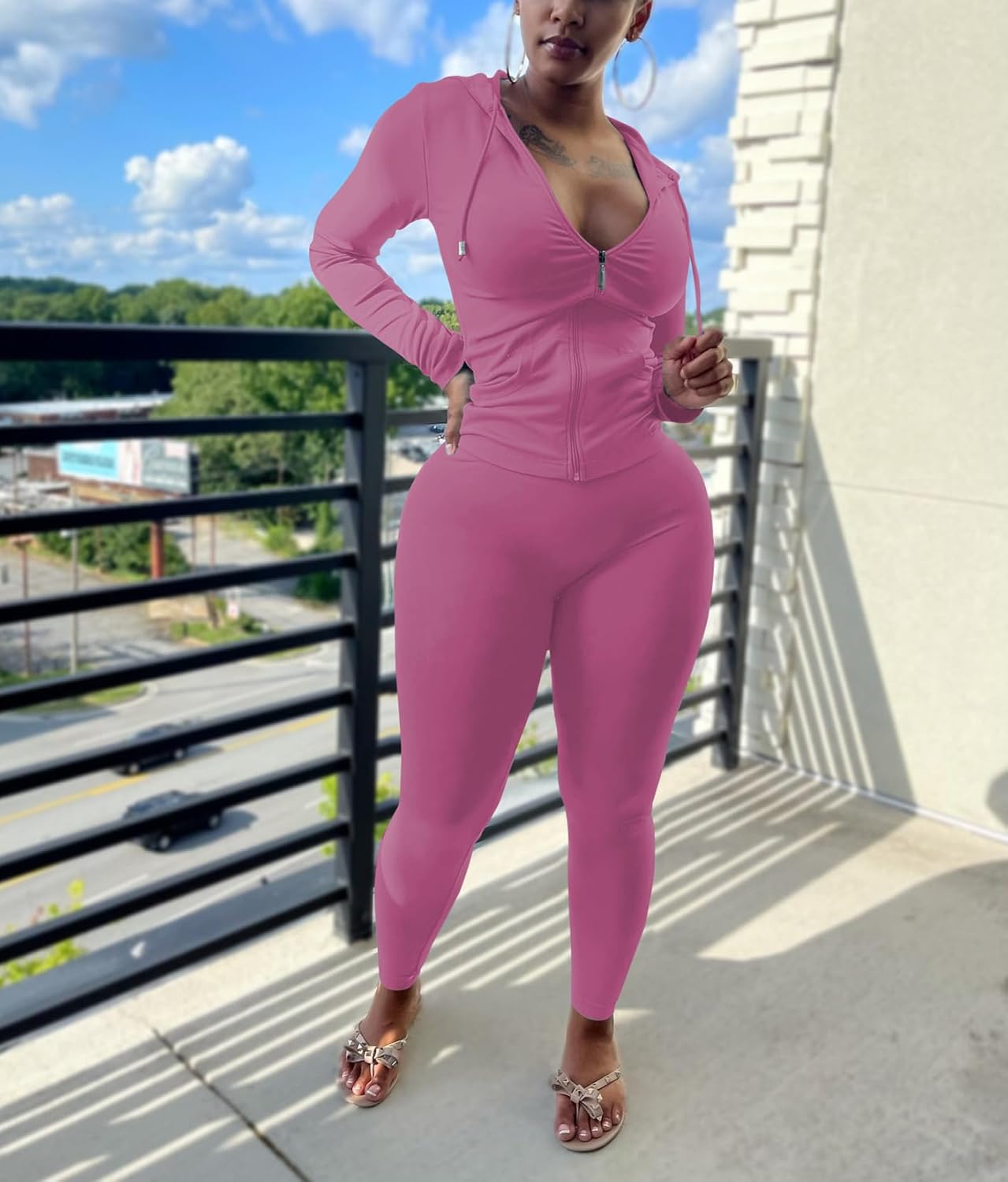 Nimsruc Two Piece Outfits For Women Long Sleeve Bodycon Tracksuit Casual Sweatsuits Jogger Sets - Image 4