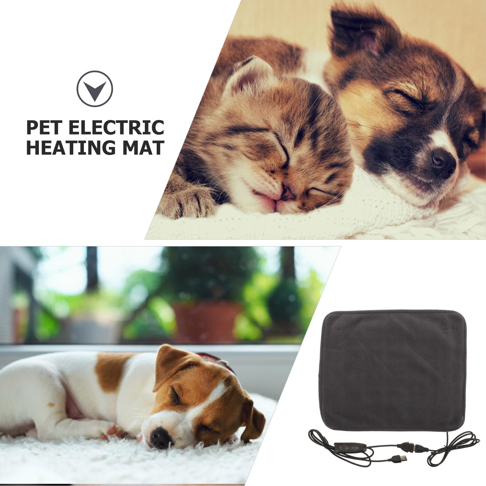 SOLUSTRE Coussin Chauffant pour Chat et Animaux en Polyester Contrôle de Température, Résistant à l'usure, Tapis Électrique USB Confort Chaleur