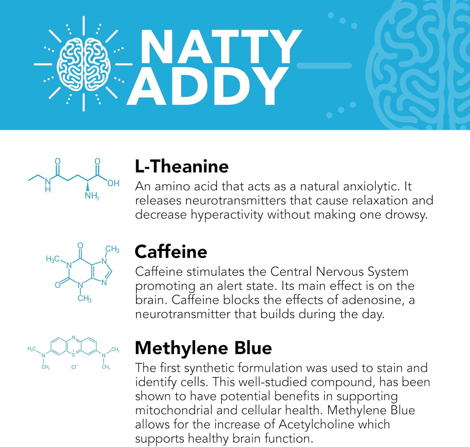 Maximum Strength Brain Support - Methylene Blue Pharmaceutical Grade, Caffeine and L-Theanine - Focus Supplement 60 caps - Image 7