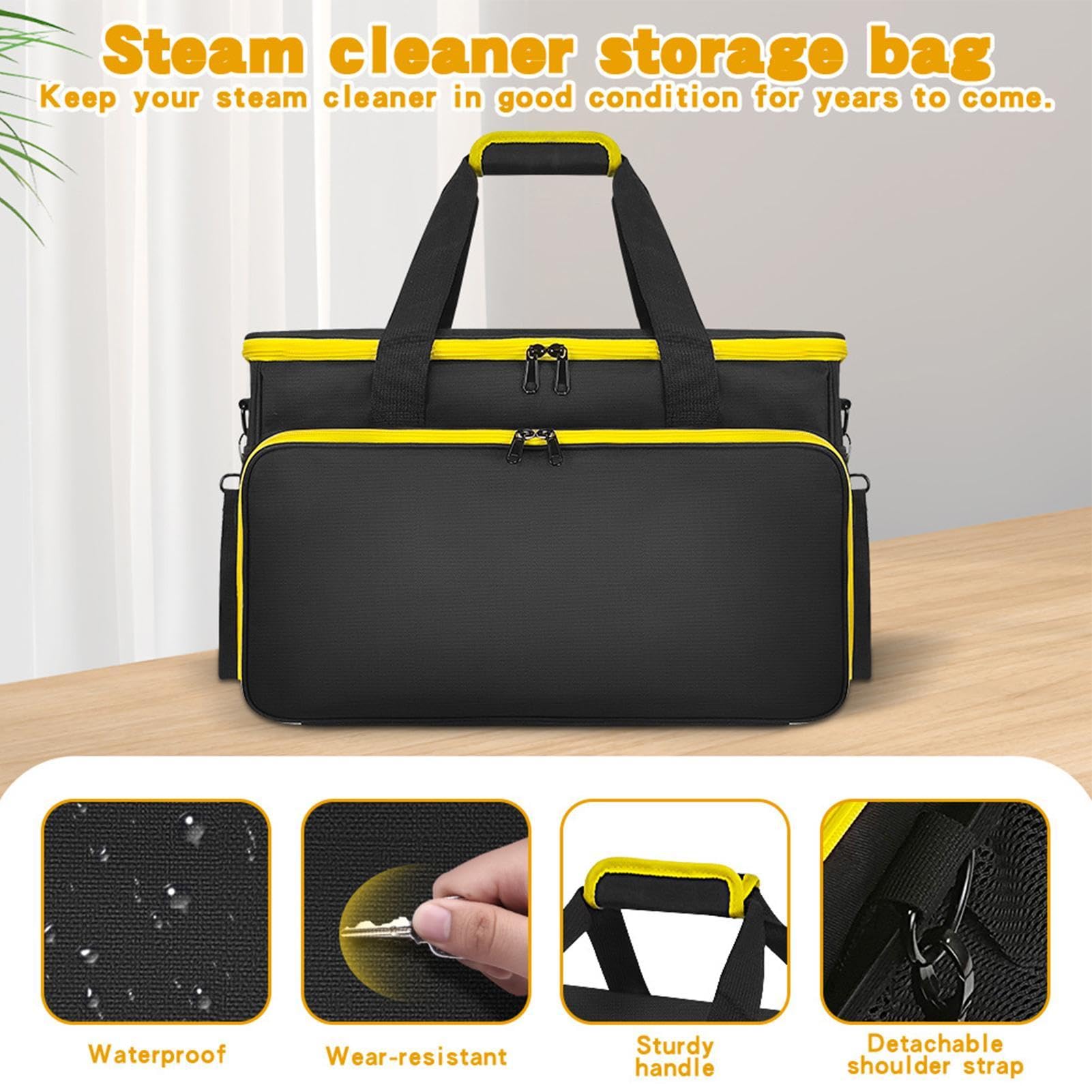 Sac de rangement pour nettoyeur vapeur – Sac de nettoyage pliable de grande capacité avec poignée et séparateurs épais, compartiments de rangement pour machine | Sacs de transport pour nettoyeur