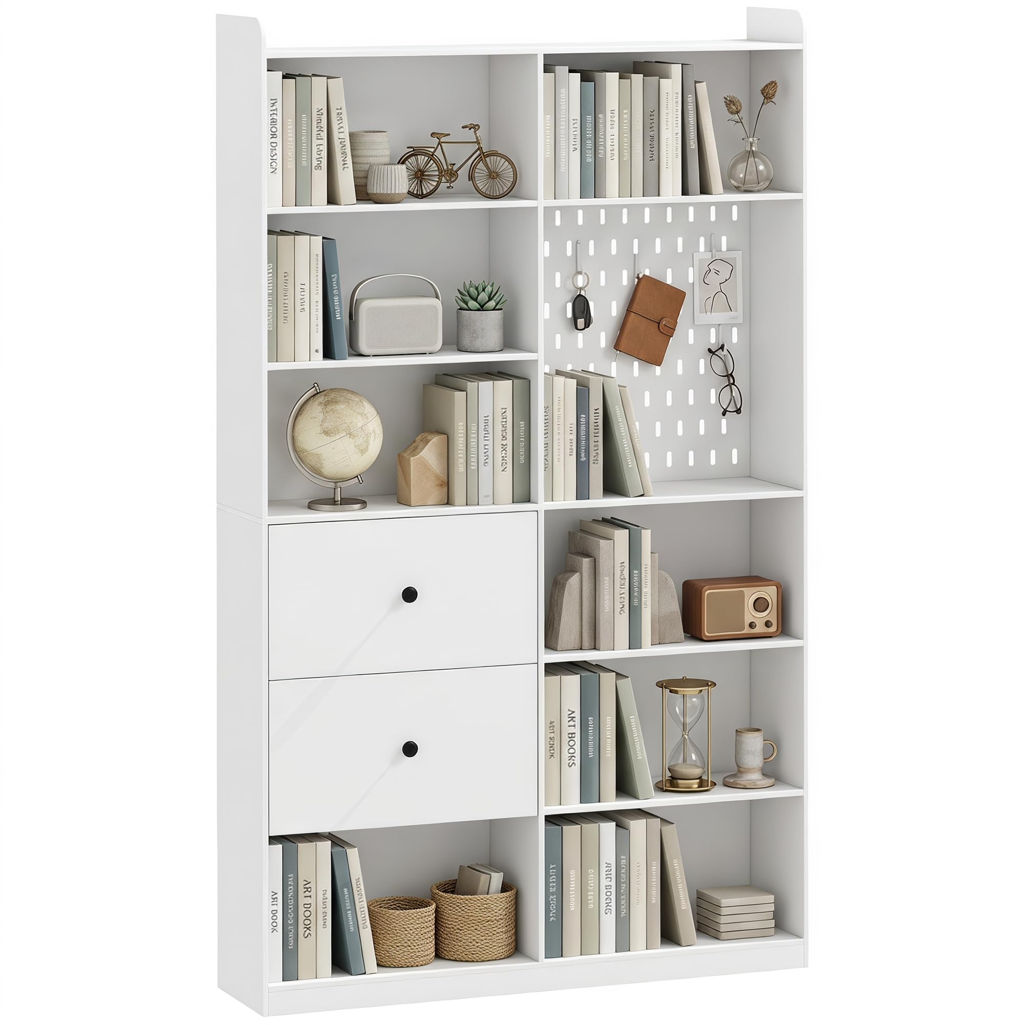 HOMCOM Libreria Verticale Alta con 8 Cubi in Legno 120x30x200 cm Bianco