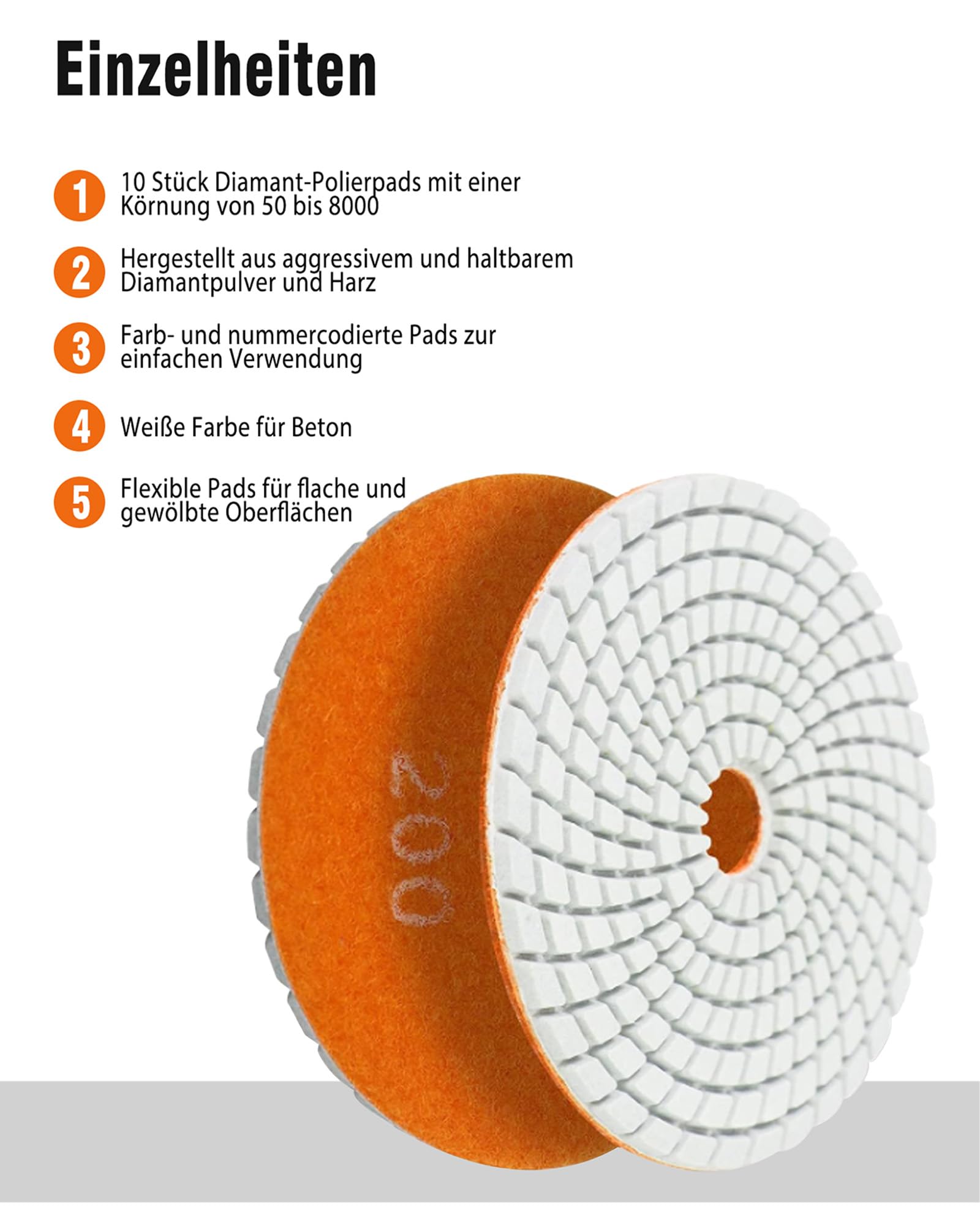 14 Pcs Disques de Polissage Diamantés: Disque Ponçage Carrelage Humides/Secs de 100 mm Kit de Polissage de Marbre avec Support en Caoutchouc M14 pour Béton Granit Pierre Marbre (50# - 8000#)